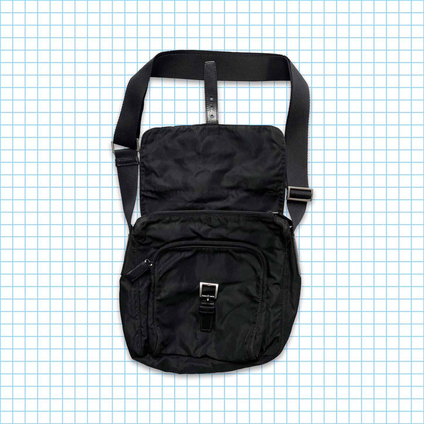 Vintage Prada Milano Black Buckle Side Bag
