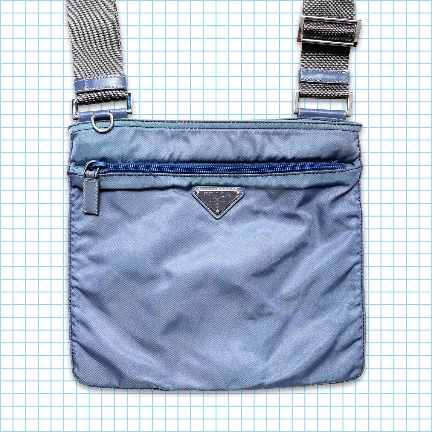 Vintage Prada Milano Blue Tonal Side Bag