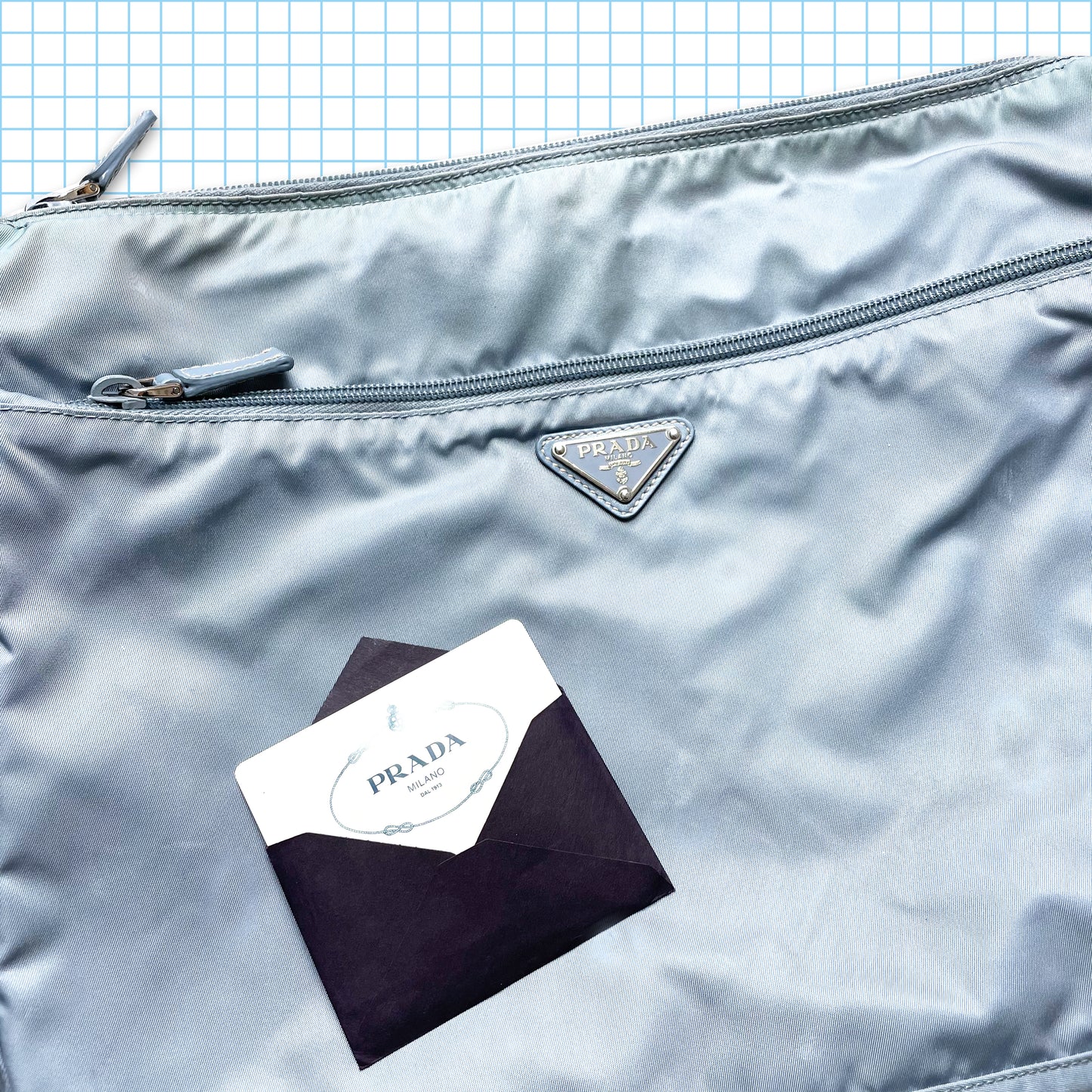 Vintage Prada Milano Blue Tonal Side Bag