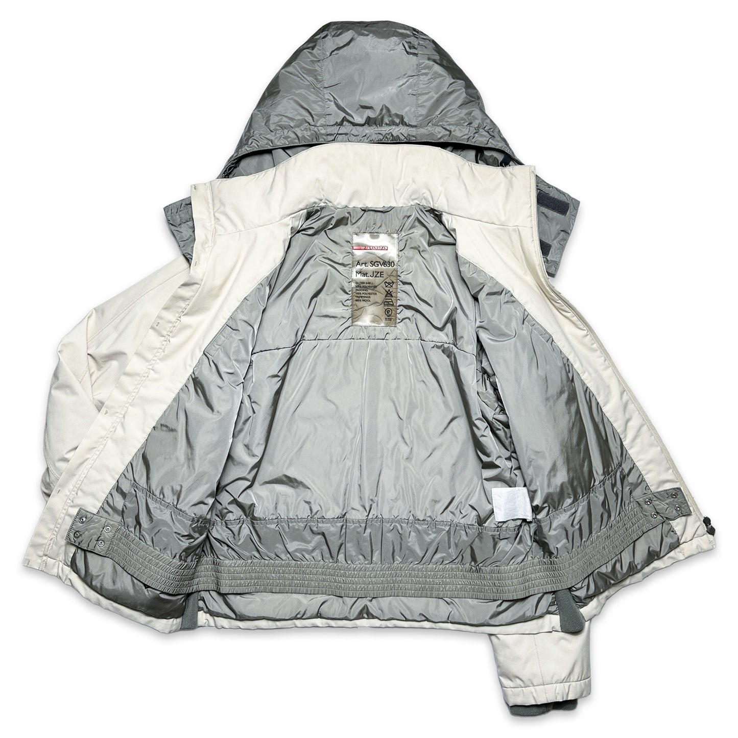 Veste Harrington rembourrée blanc cassé Prada Sport - Petit / Moyen