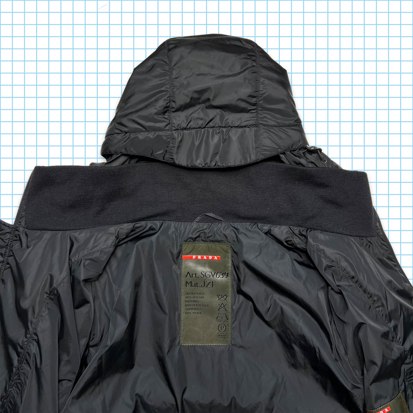 Prada Sport Jet Black Nylon Padded Jacket - Extra Large