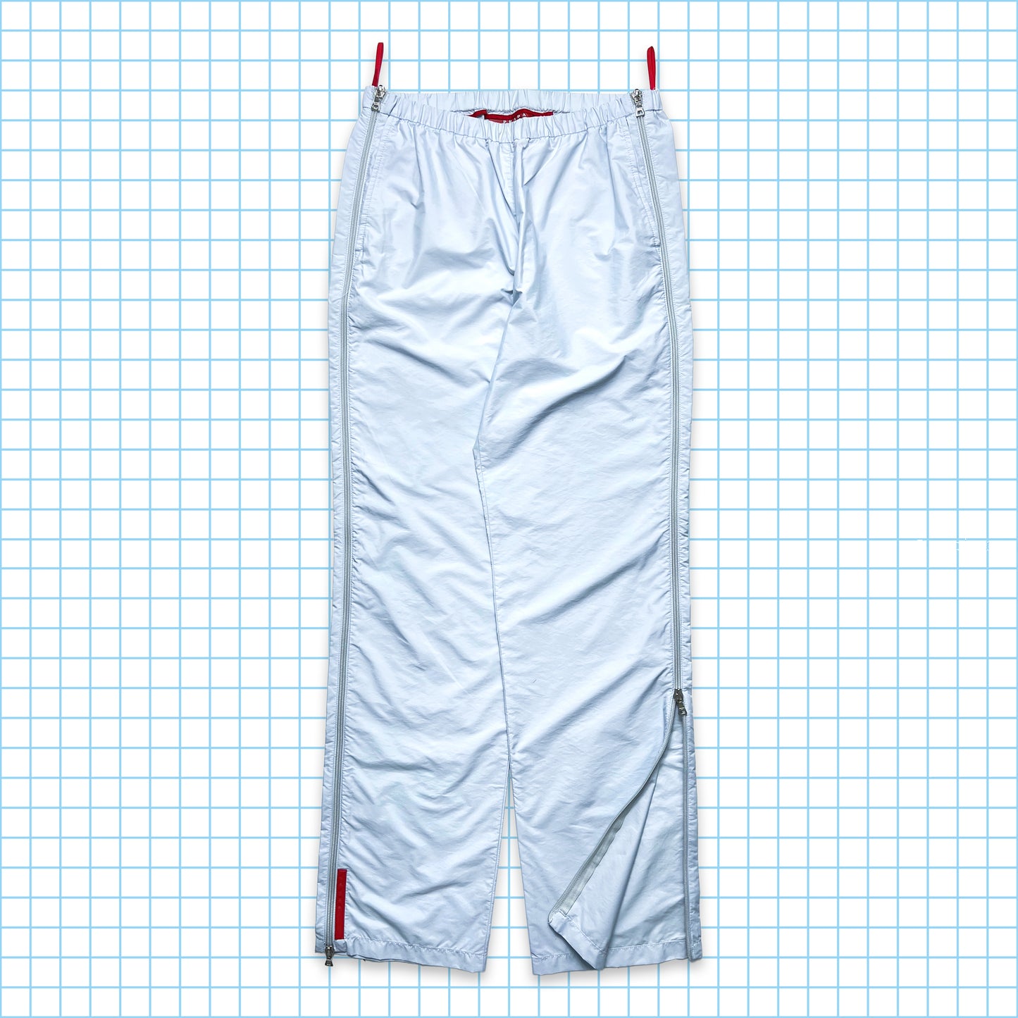 Prada SS99' Baby Blue Zipped Nylon Pant - Small