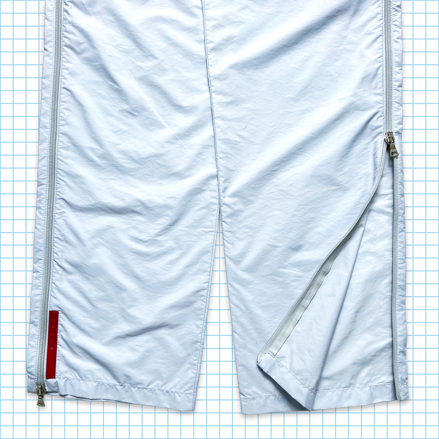 Prada SS99' Baby Blue Zipped Nylon Pant - Small