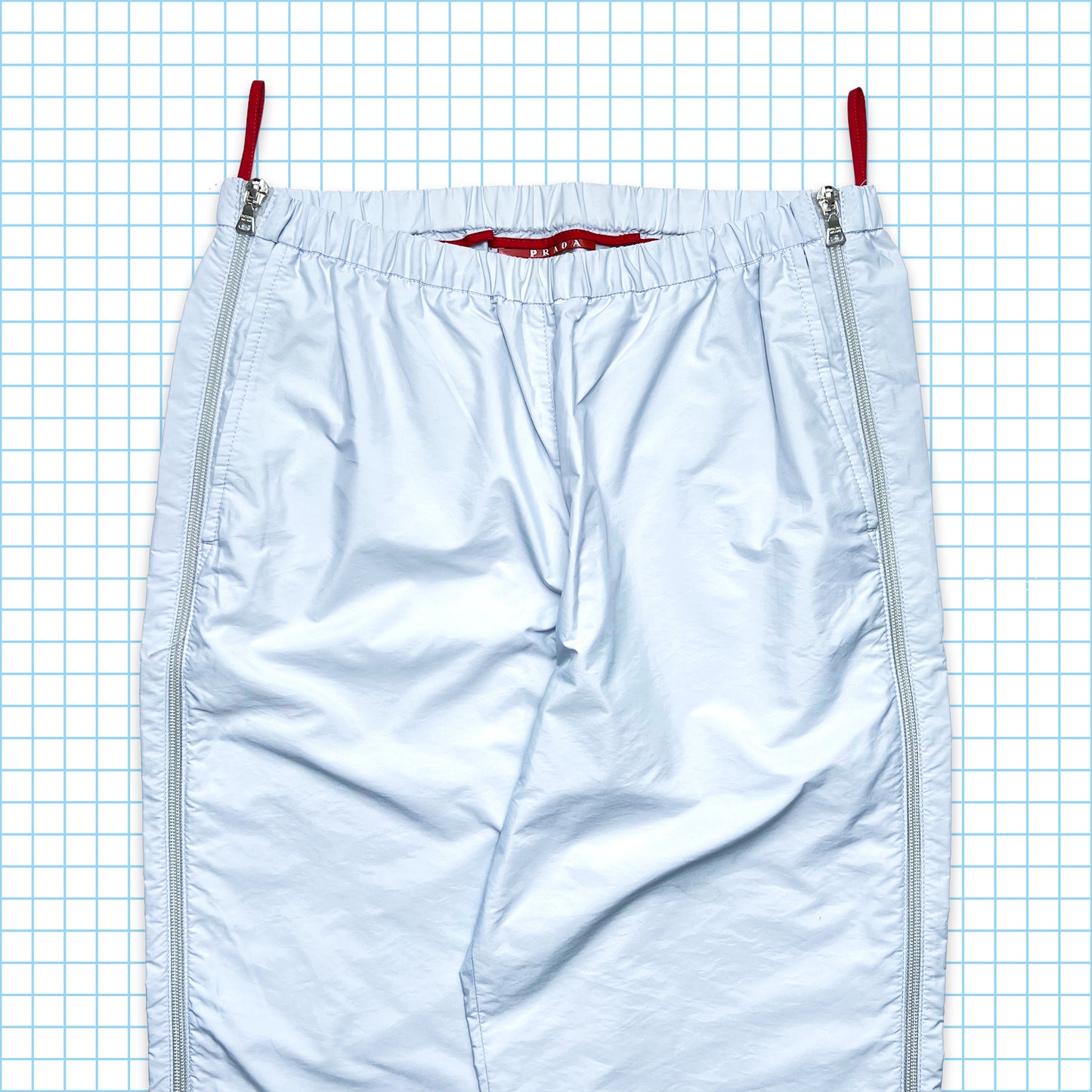 Prada SS99' Baby Blue Zipped Nylon Pant - Small