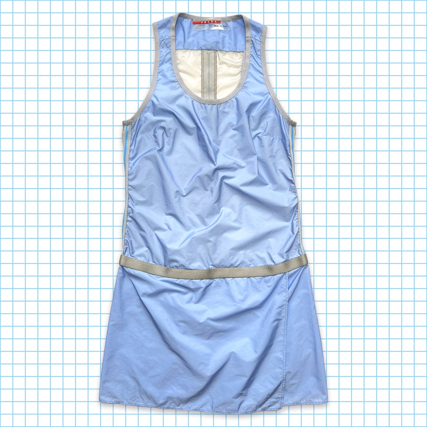 Prada Sport Baby Blue Nylon Dress SS99' - Womens 4-6
