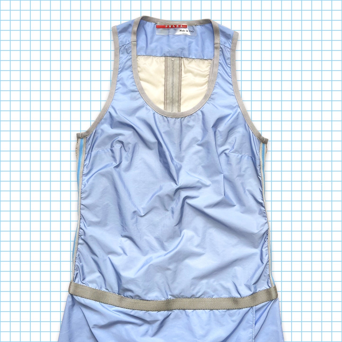 Prada Sport Baby Blue Nylon Dress SS99' - Womens 4-6
