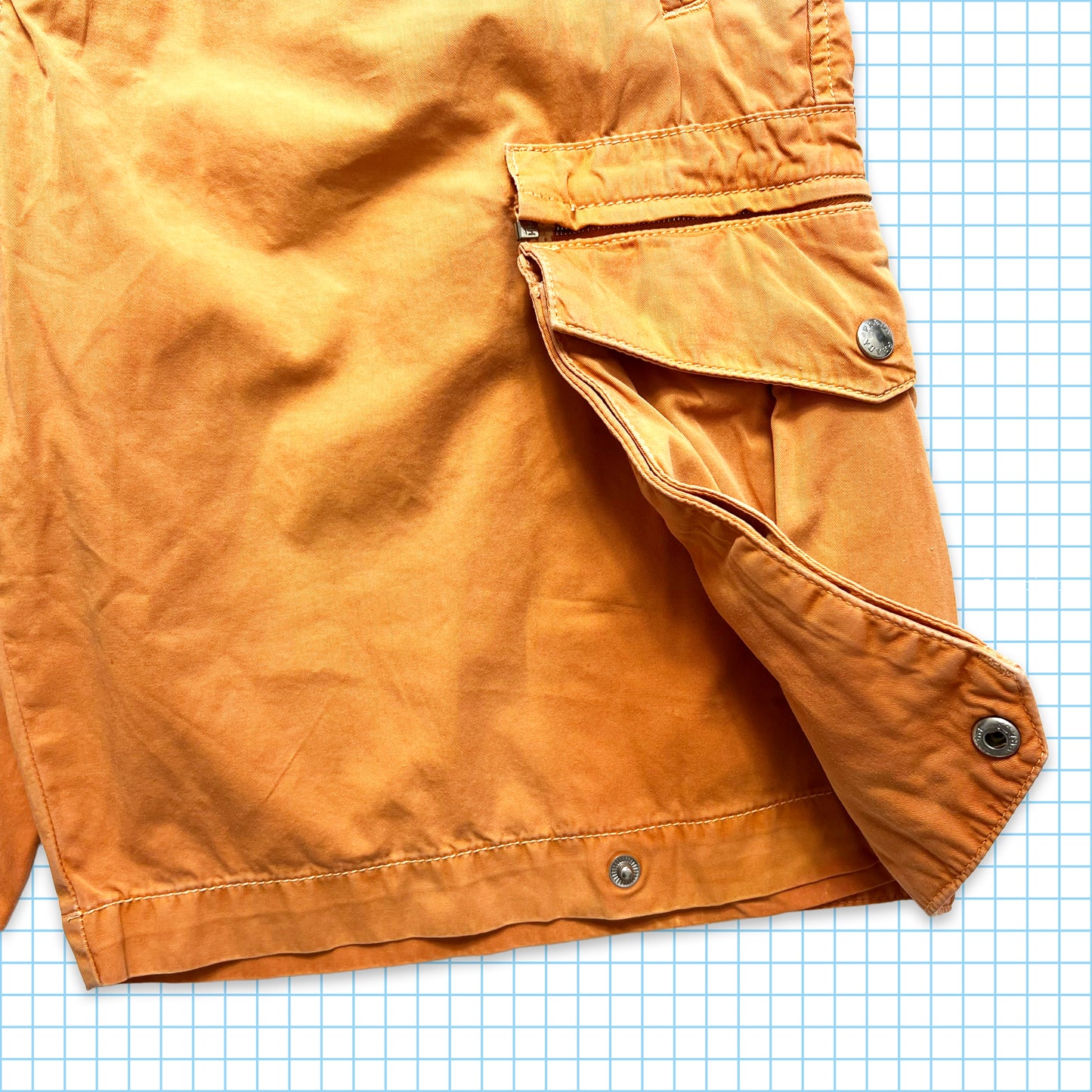 Prada Sport Washed Orange Cotton Cargo Shorts - 30" Waist