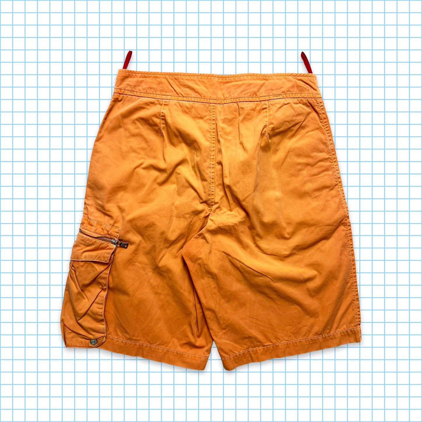 Prada Sport Washed Orange Cotton Cargo Shorts - 30" Waist