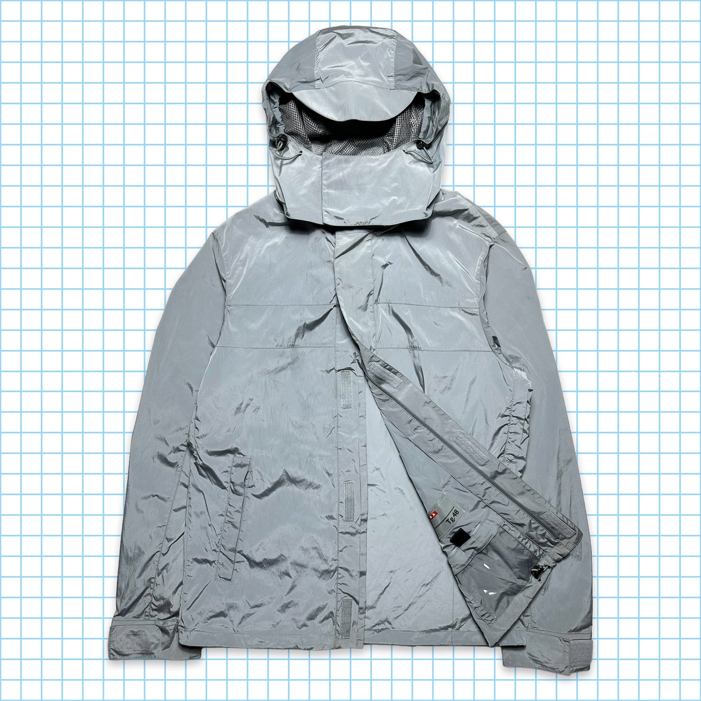 Prada Mainline Silver Shimmer Hooded Jacket - Medium