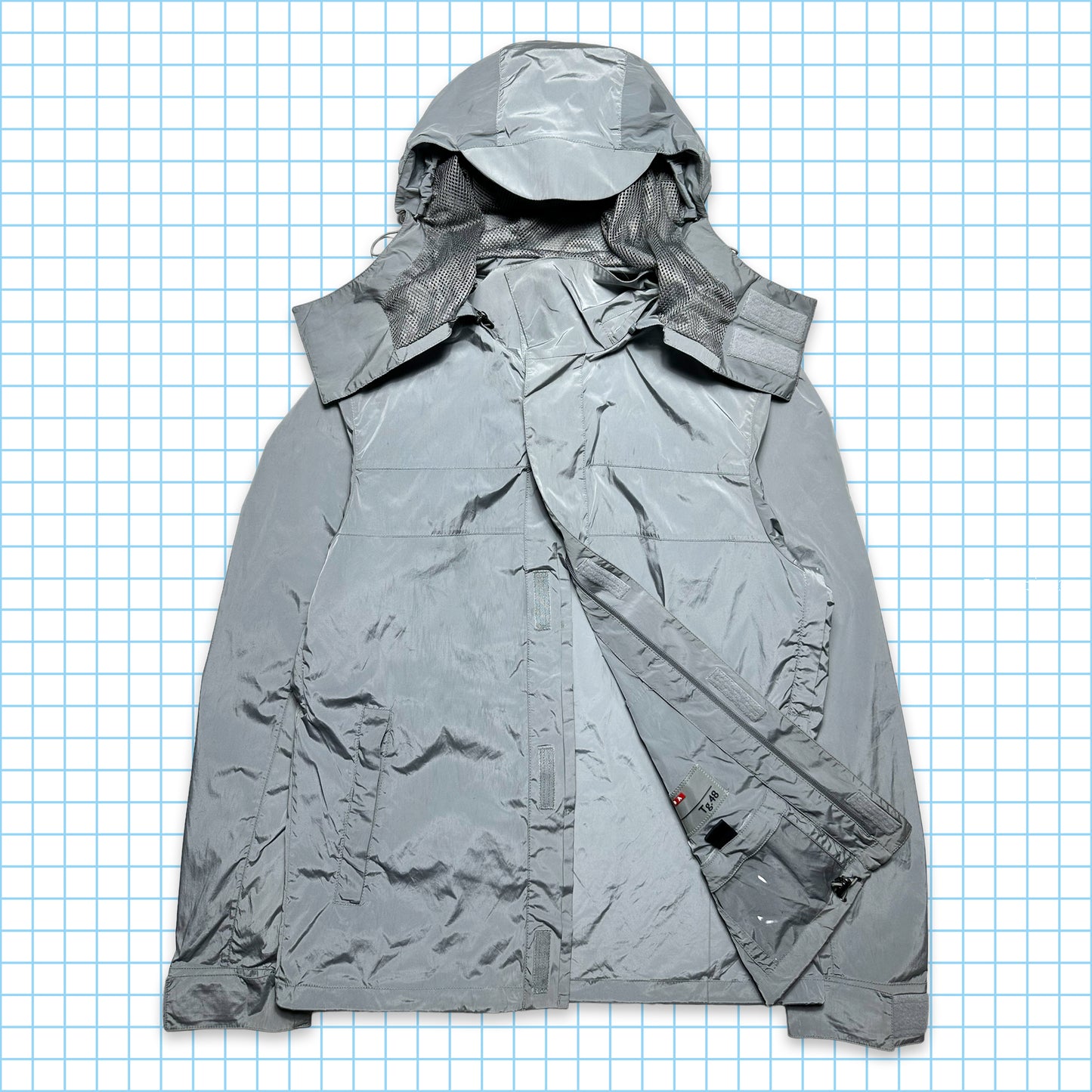 Prada Mainline Silver Shimmer Hooded Jacket - Medium