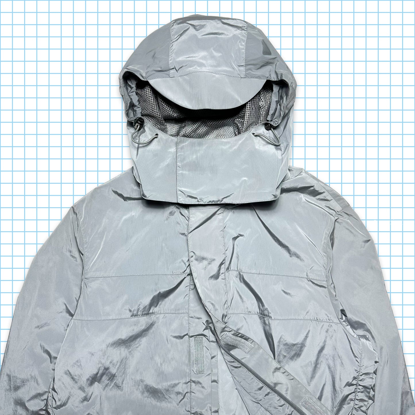 Prada Mainline Silver Shimmer Hooded Jacket - Medium