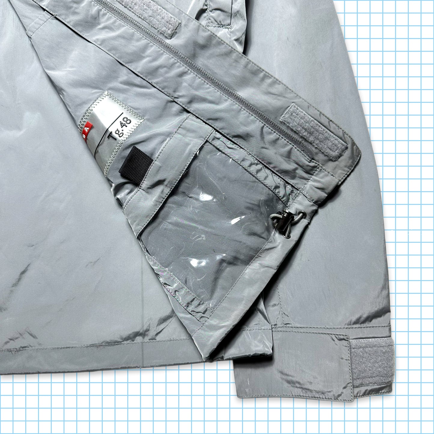 Prada Mainline Silver Shimmer Hooded Jacket - Medium