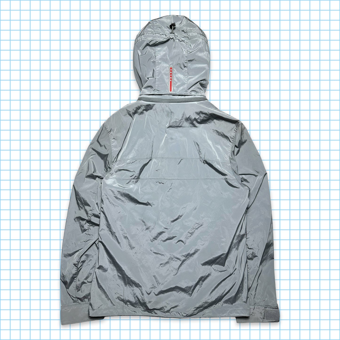 Prada Mainline Silver Shimmer Hooded Jacket - Medium