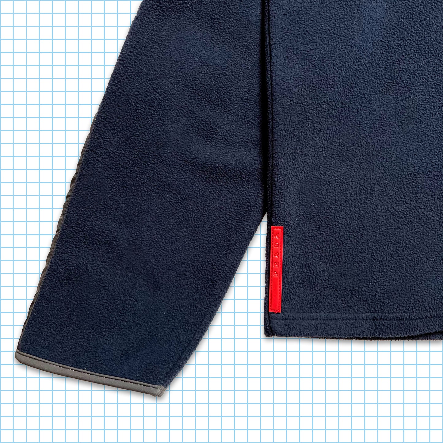 Vintage Prada Midnight Navy Balaclava Half Zip Nylon Panel Fleece - Large / Extra Large