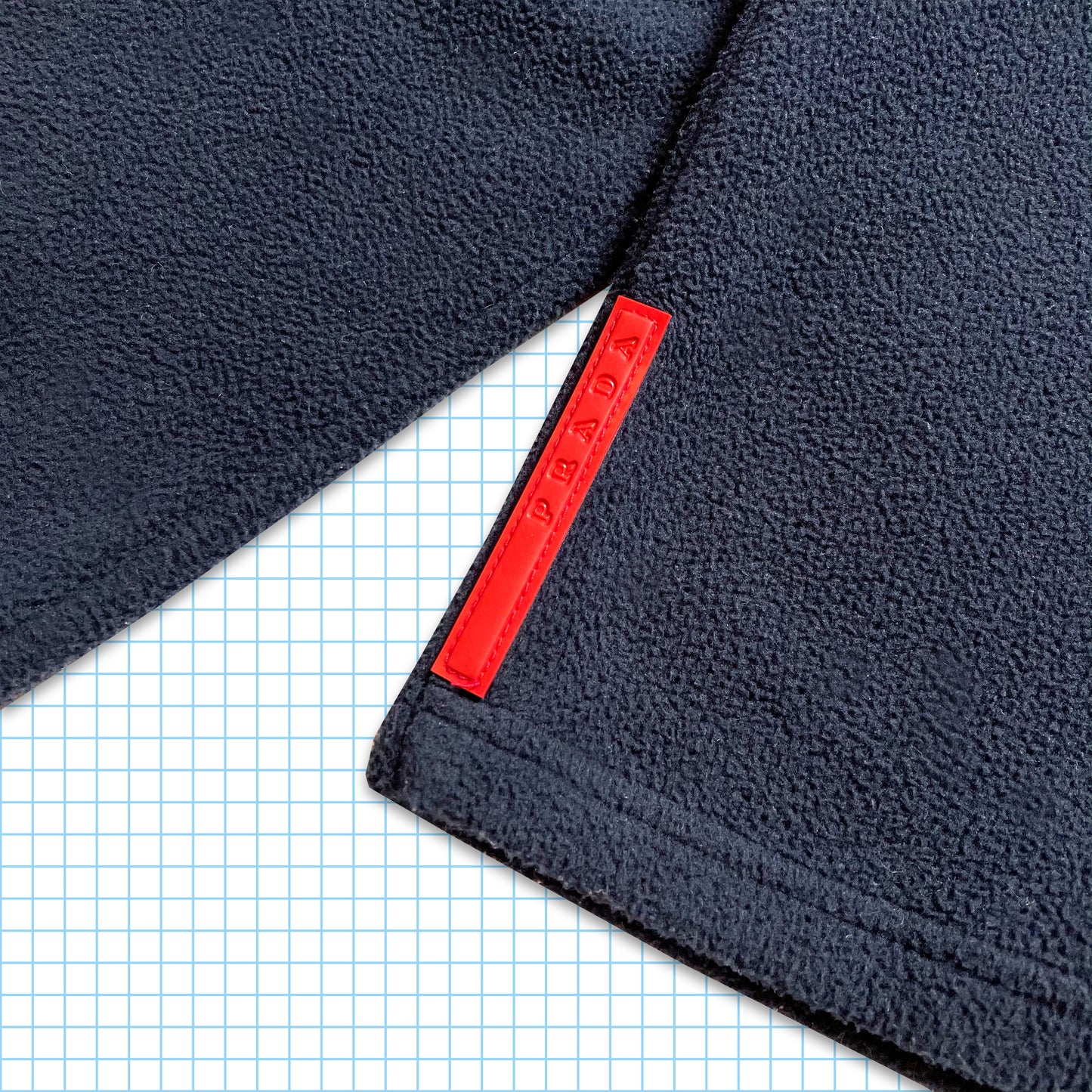 Vintage Prada Midnight Navy Balaclava Half Zip Nylon Panel Fleece - Large / Extra Large