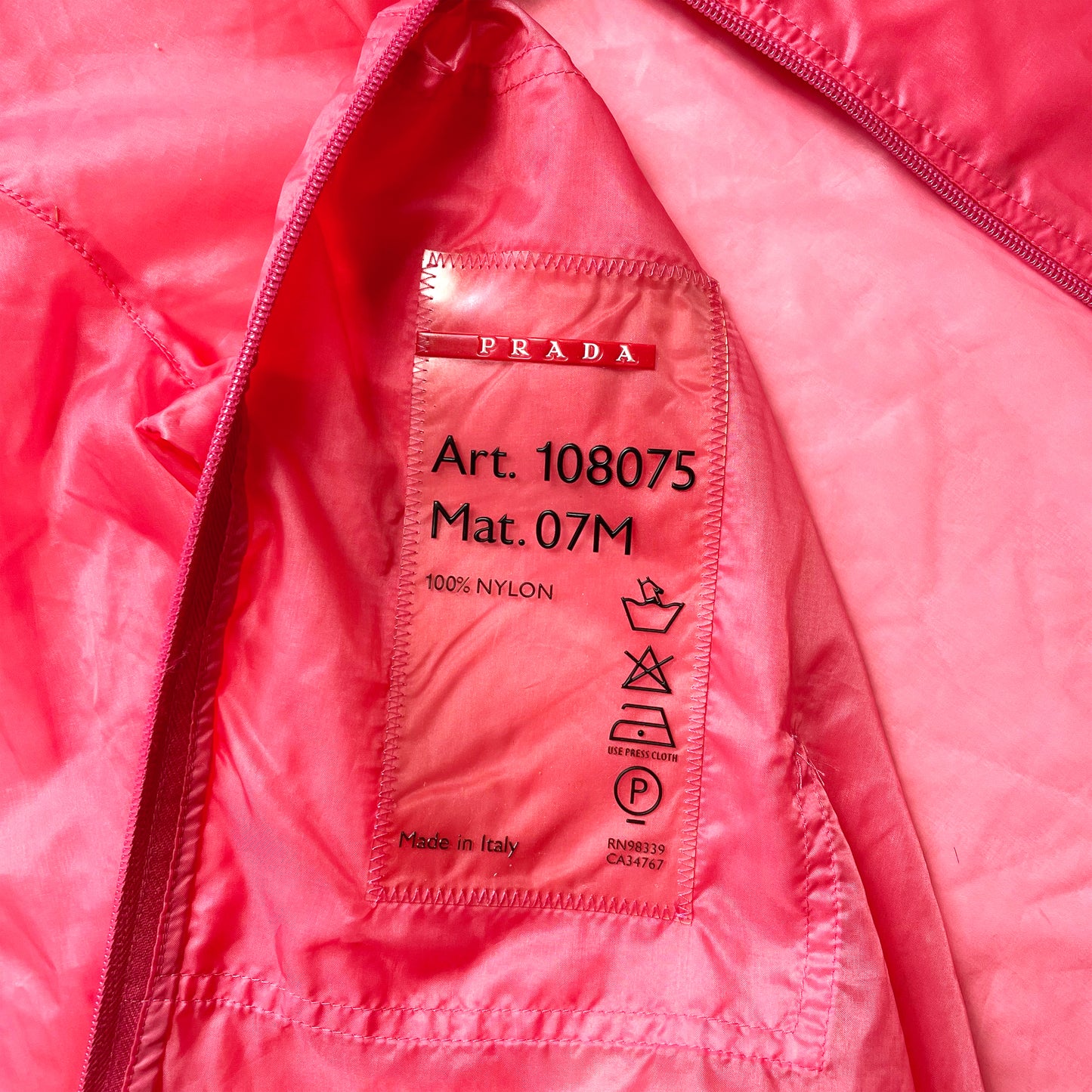 Vintage Prada Sport Semi-Transparent Pink 3M Jacket SS99' - Small / Medium