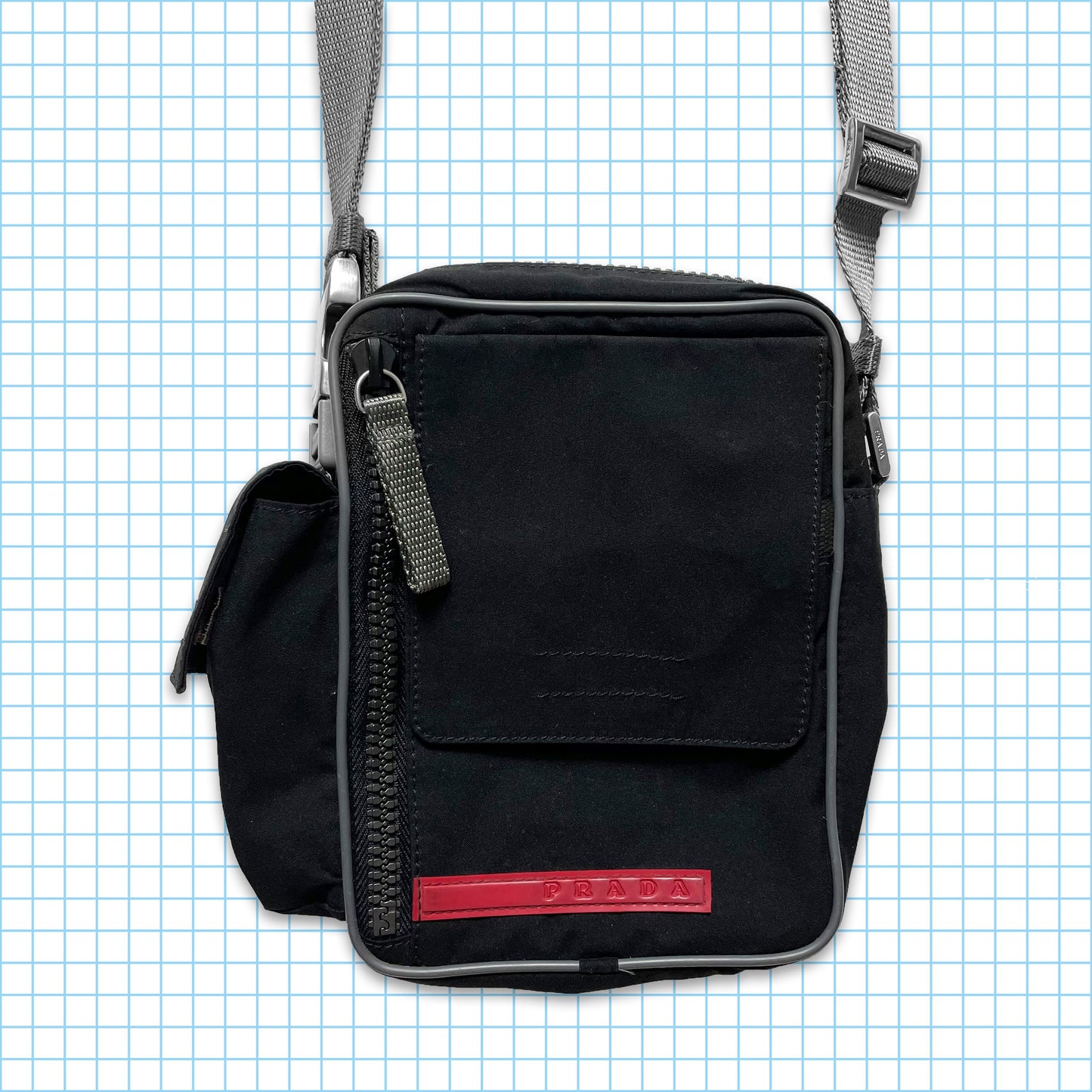 Vintage Prada Sport Black Multi Pocket Mini Side Bag