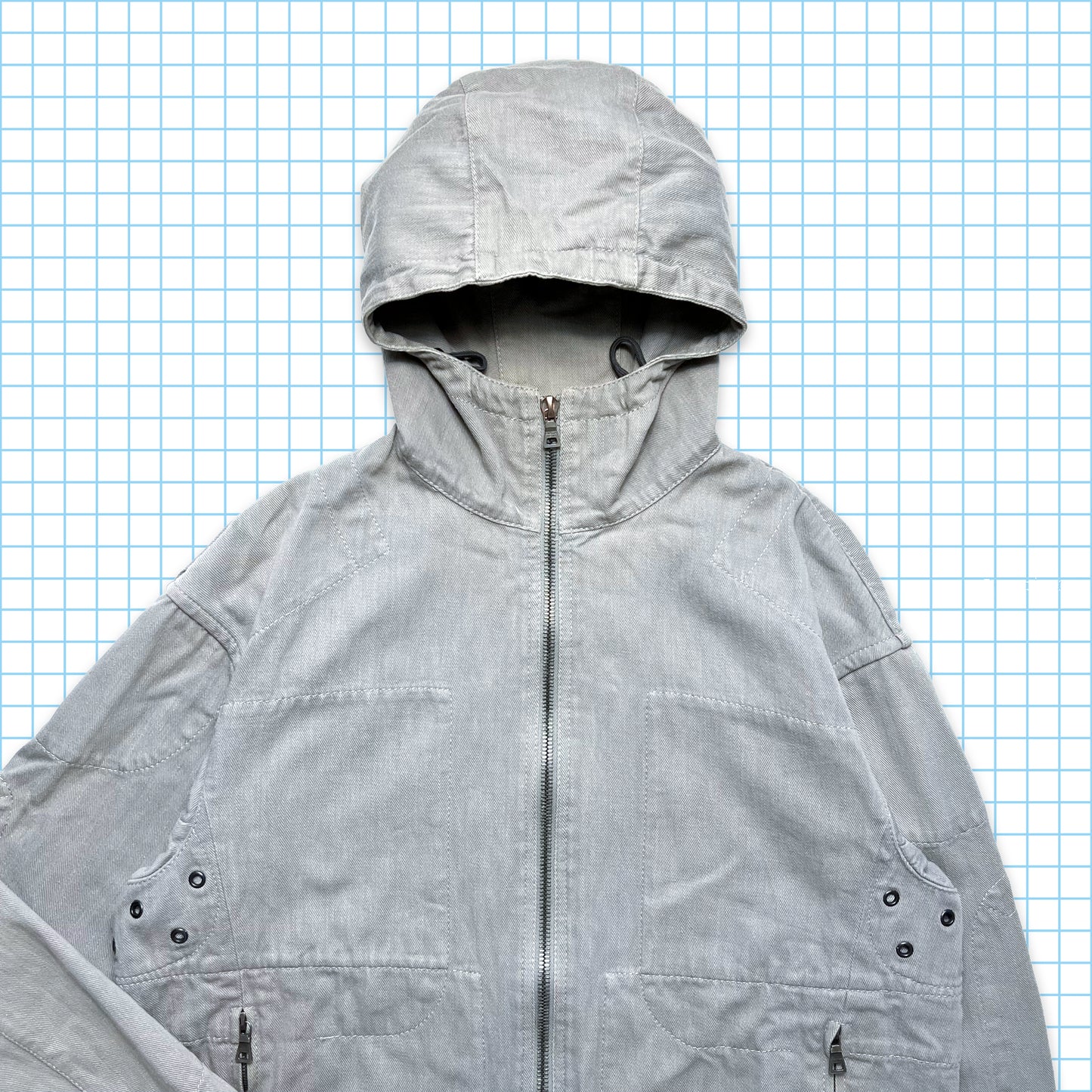Échantillon de veste en denim contrecollé gris clair Prada Sport - Large / Extra Large