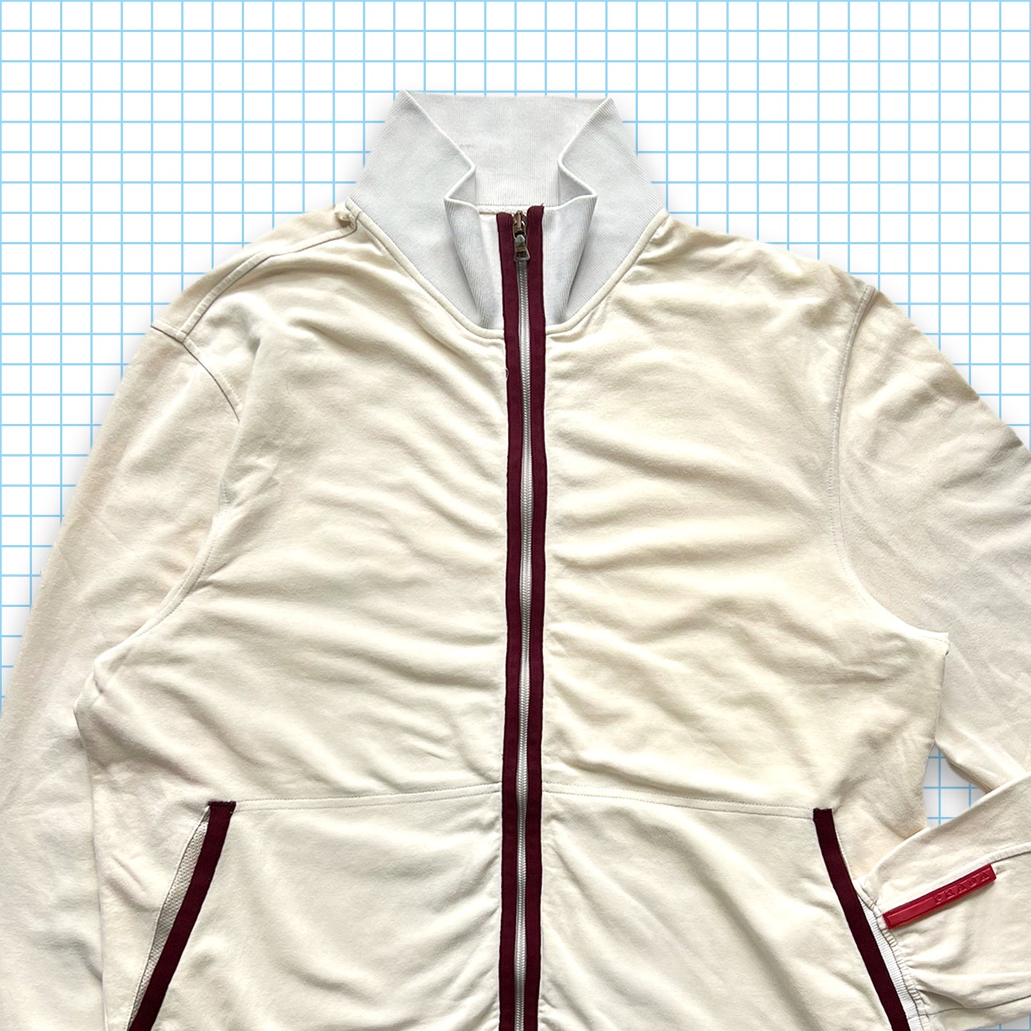 Prada Sport Haut de survêtement blanc cassé/bourgogne - Moyen