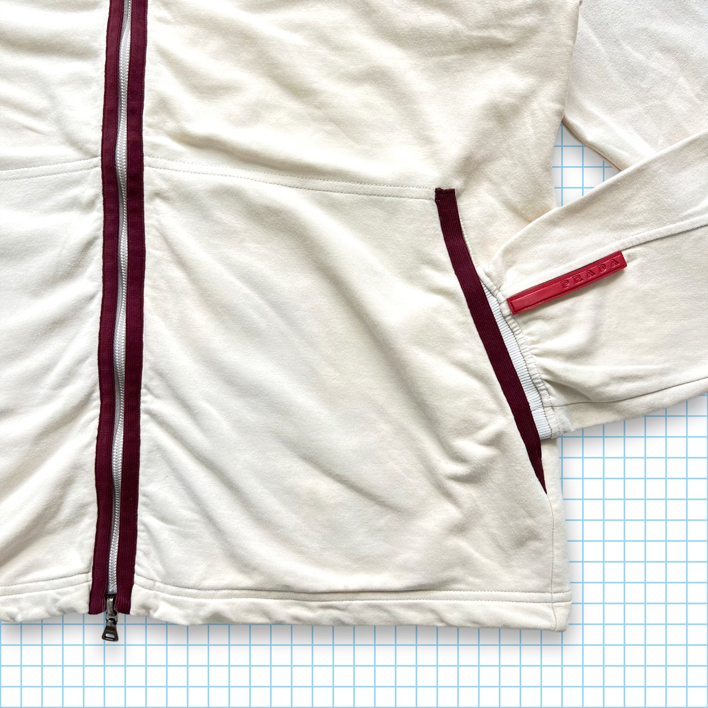 Prada Sport Haut de survêtement blanc cassé/bourgogne - Moyen