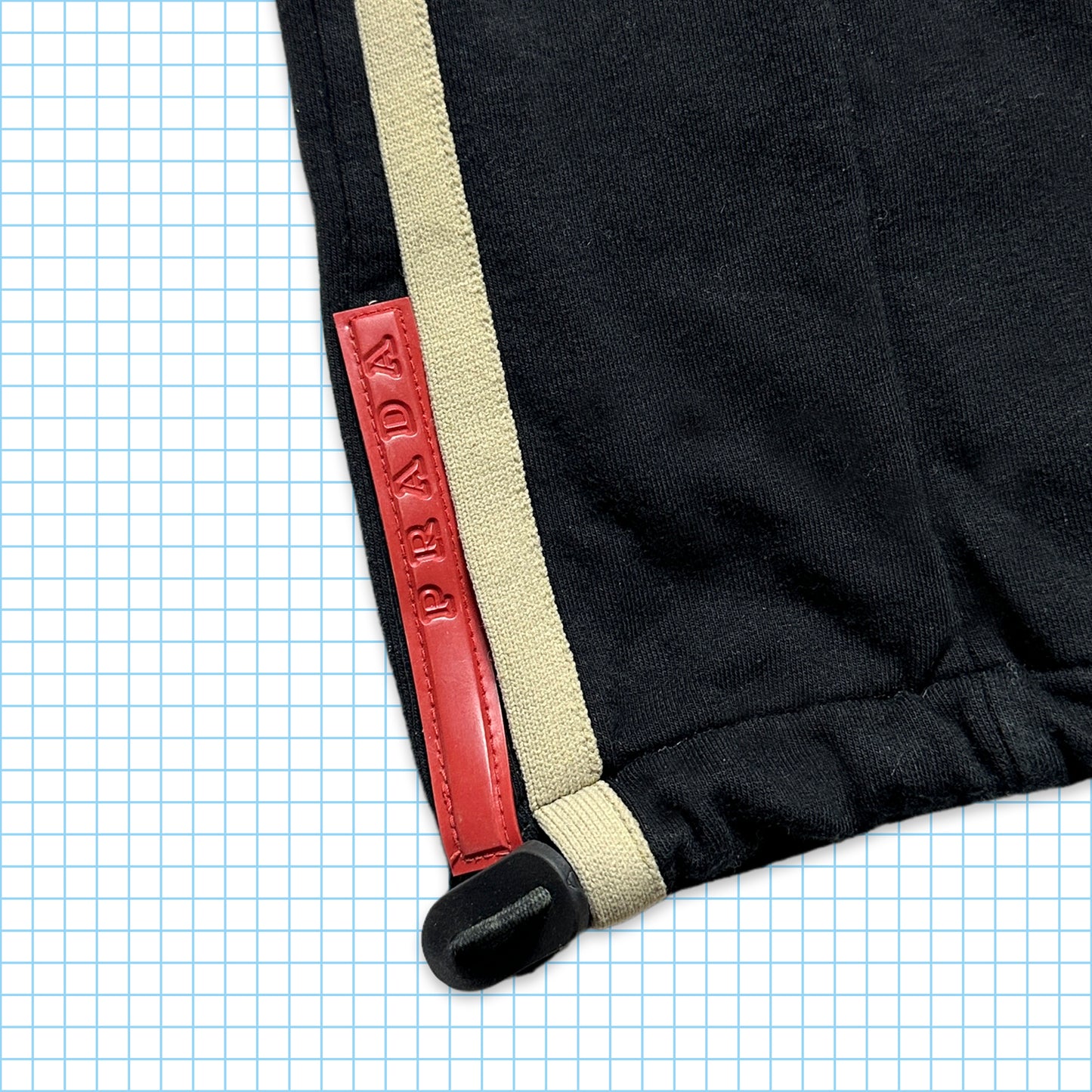Pantalon de jogging Prada Sport Jet Black à rayures latérales - Taille 32"