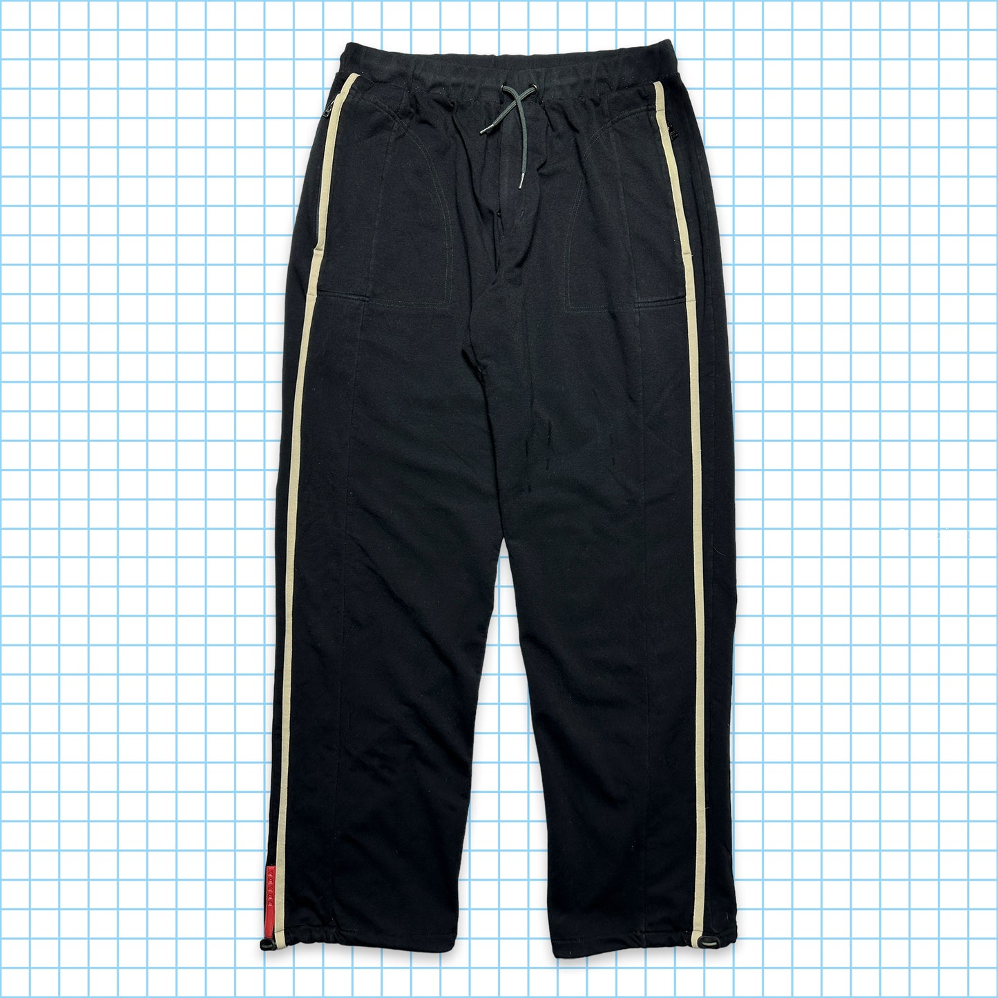 Pantalon de jogging Prada Sport Jet Black à rayures latérales - Taille 32"