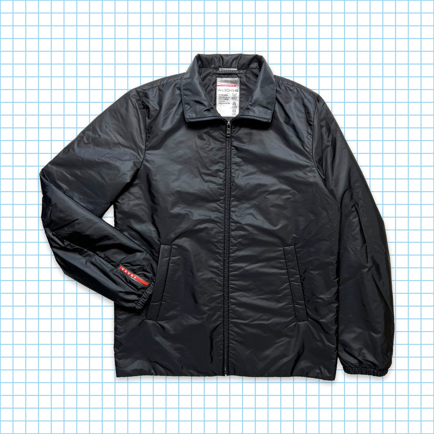 Prada Sport Jet Black 2in1 Trench-coat imperméable à capuche - Moyen