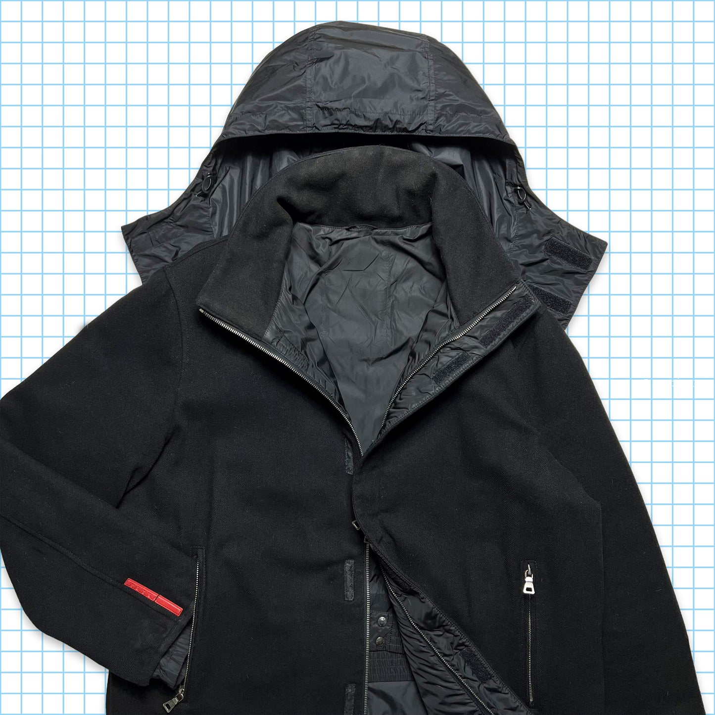 Early 2000's Prada Sport Wool/Nylon Padded Trench Coat - Large / Extra Large