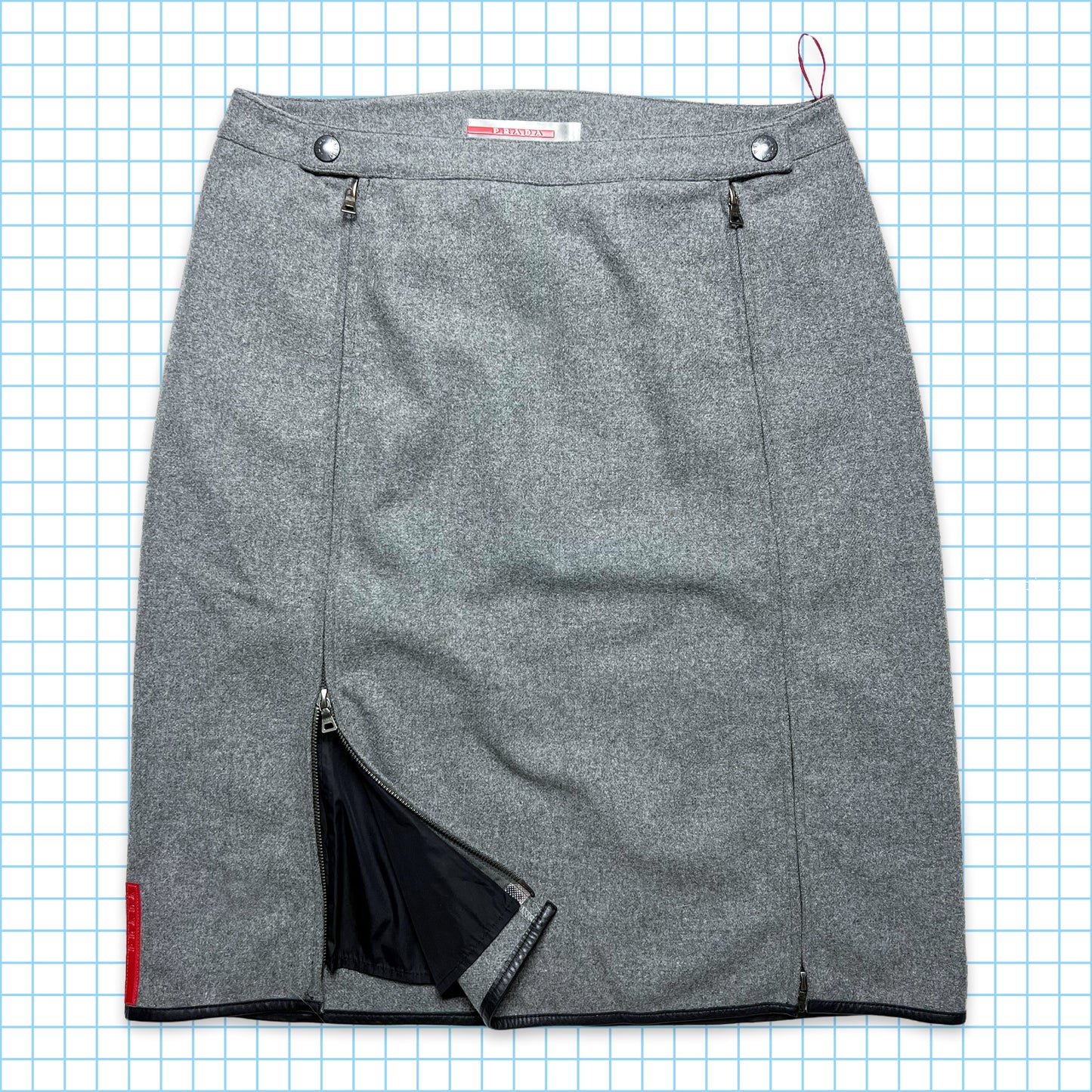 Prada Sport Light Grey Wool Skirt - Womens 6/8