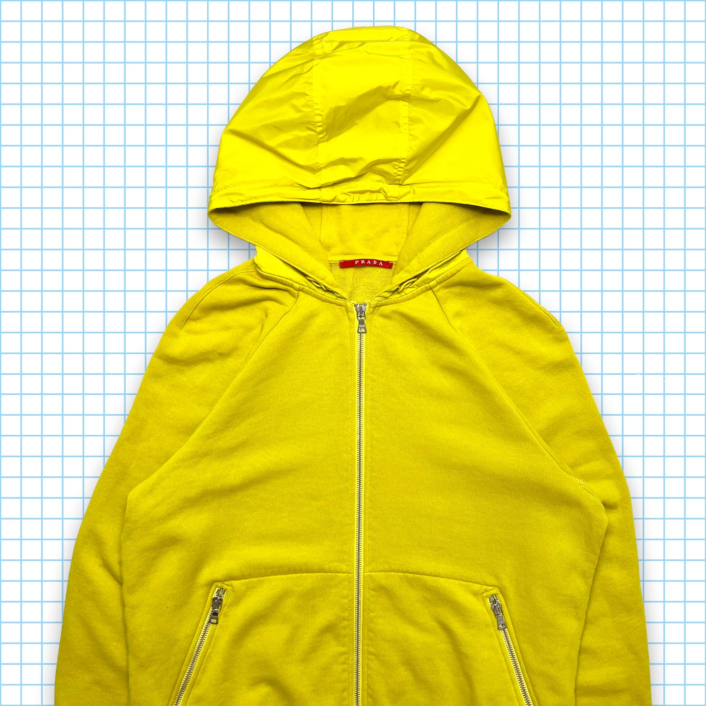 Prada Sport Bright Yellow Zipped Hoodie - Medium
