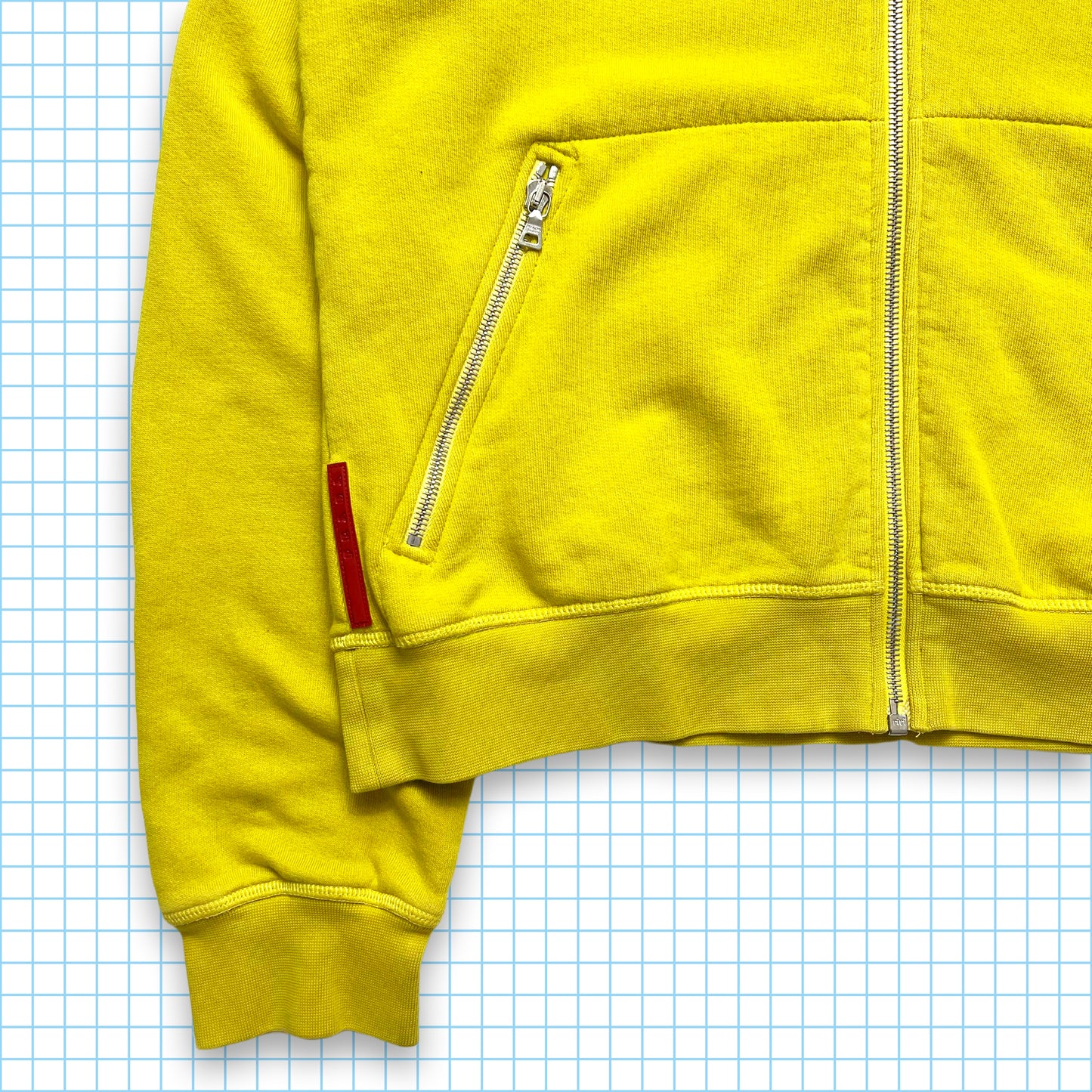 Prada Sport Bright Yellow Zipped Hoodie - Medium