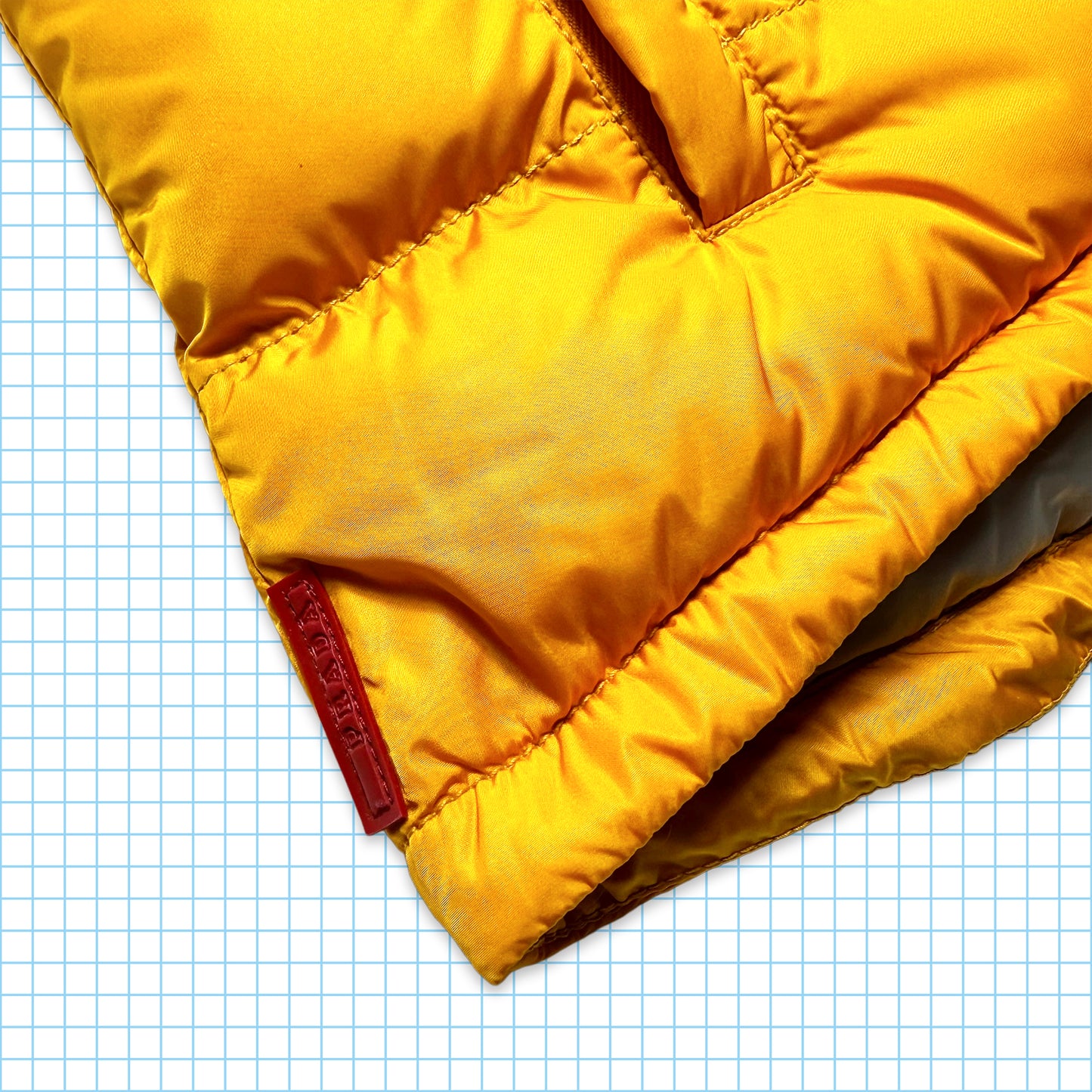 Prada Sport Sunflower Yellow Down Filled Gilet with Nylon Hood - Womens 6-8
