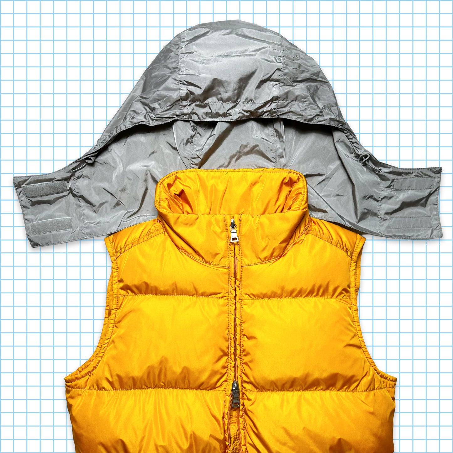 Prada Sport Sunflower Yellow Down Filled Gilet with Nylon Hood - Womens 6-8
