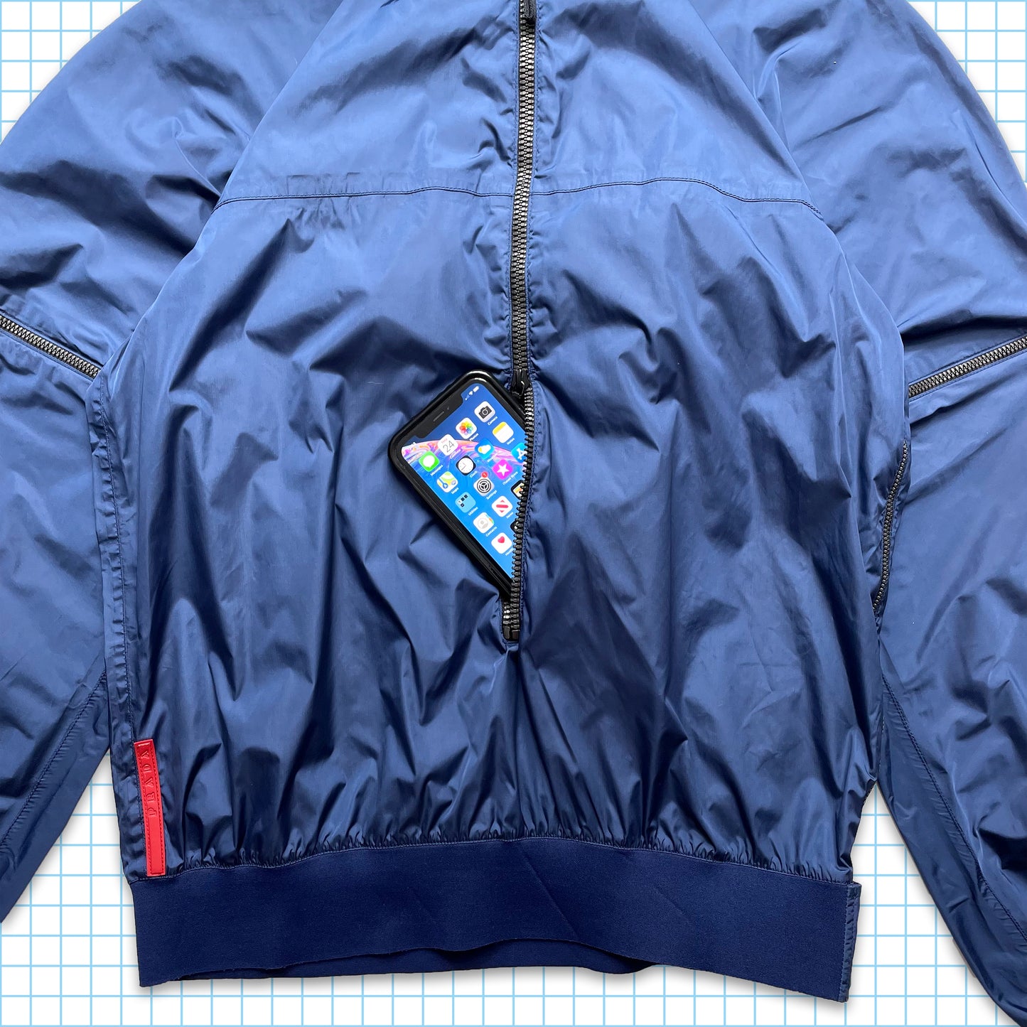 Vintage Prada Sport Technical 2in1 Nylon Shimmer Half Zip - Medium