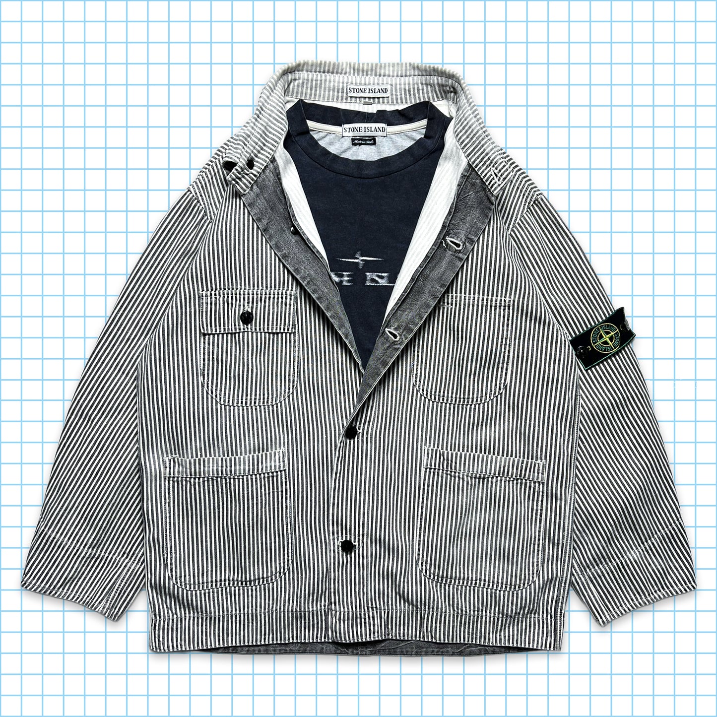 Vintage Stone Island 80's Striped Chore Jacket - Large / Extra Large