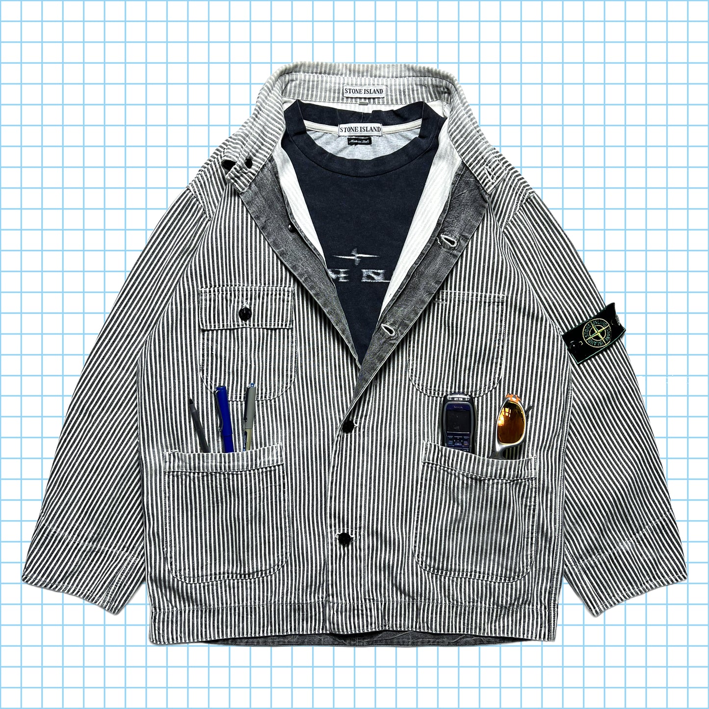 Vintage Stone Island 80's Striped Chore Jacket - Large / Extra Large