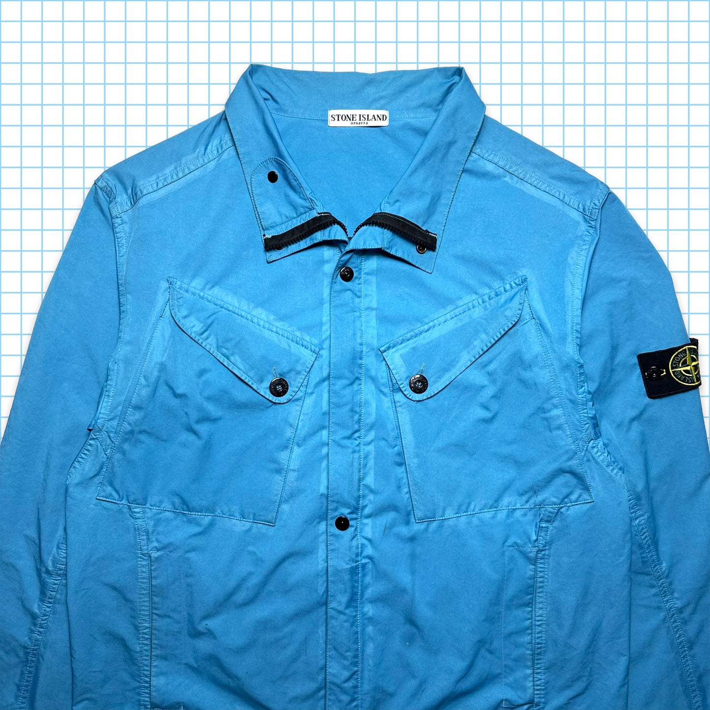 Stone Island Sky Blue Brushed Cotton Multi Pocket Jacket SS06' - Extra Large