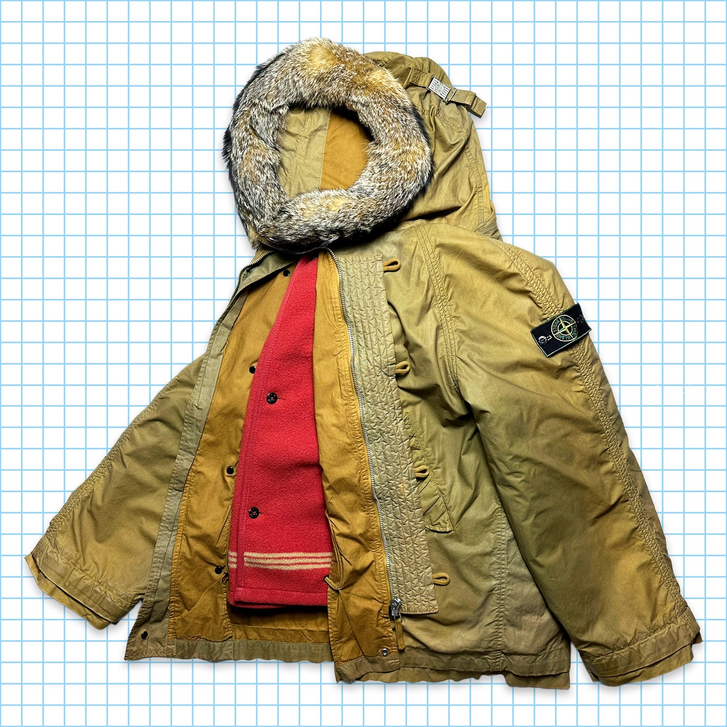 AW90' Stone Island Coyote Fur Heat Reactive Ice Jacket Parka w/Removable Liner - Extra Large / Extra Extra Large