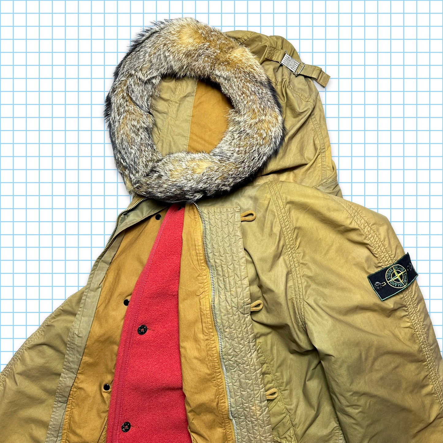 AW90' Stone Island Coyote Fur Heat Reactive Ice Jacket Parka w/Removable Liner - Extra Large / Extra Extra Large