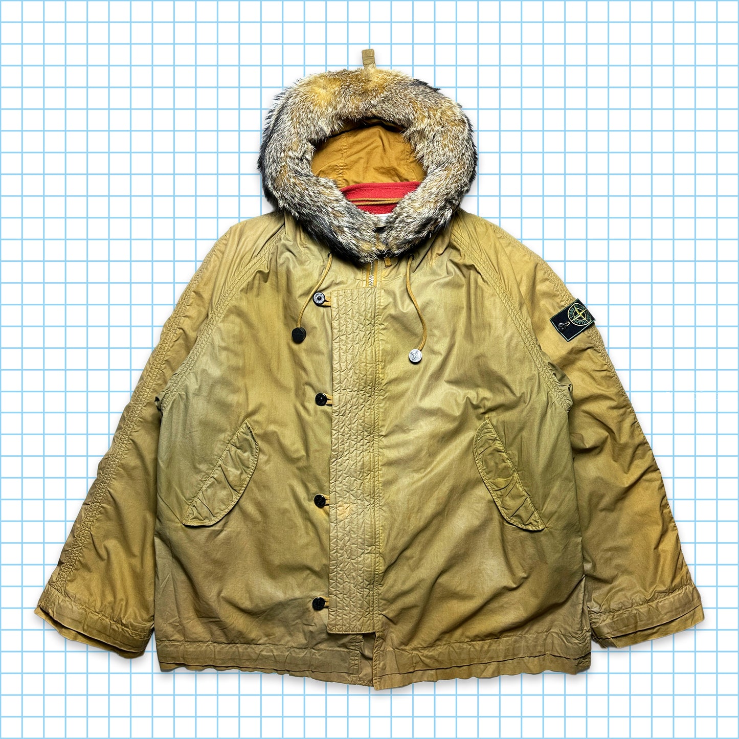 AW90' Stone Island Coyote Fur Heat Reactive Ice Jacket Parka w/Removable Liner - Extra Large / Extra Extra Large
