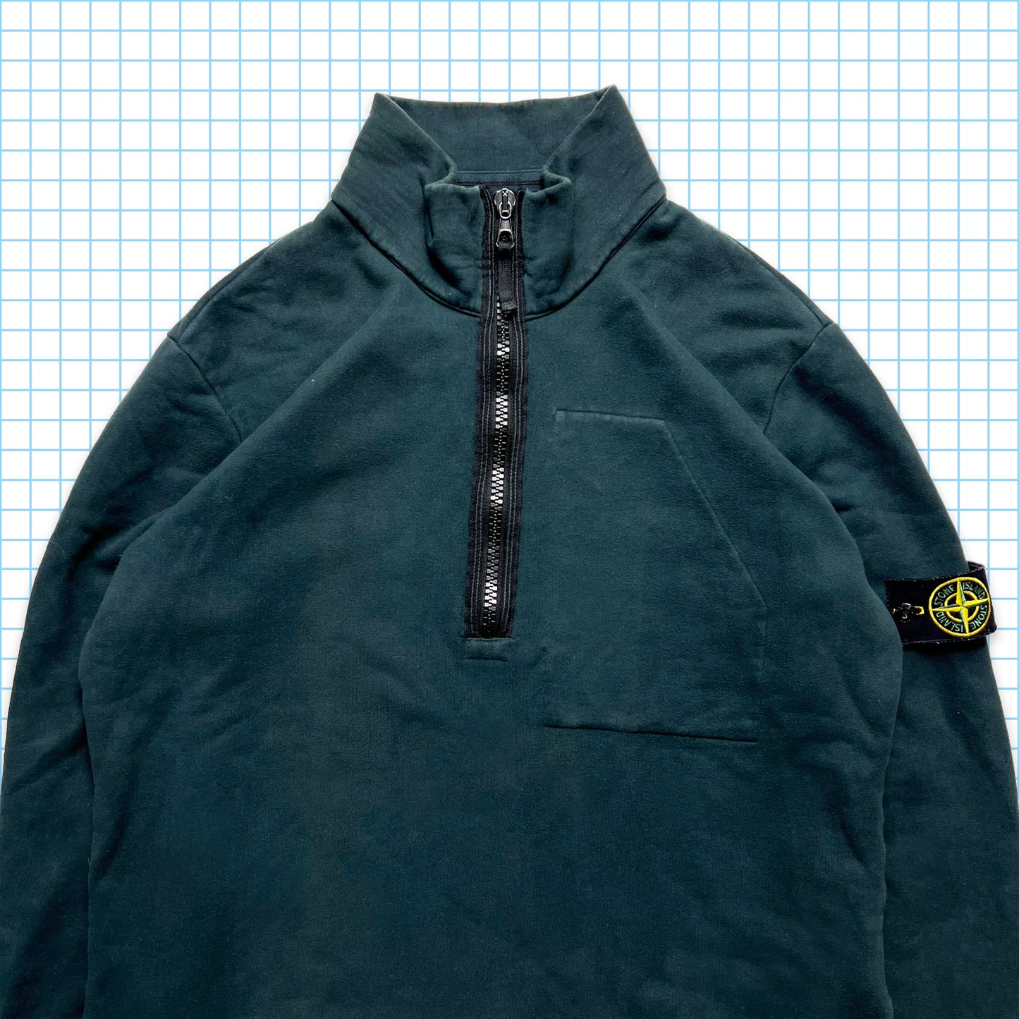 Stone Island Bottle Green/Blue Quarter Zip AW08' - Medium / Large