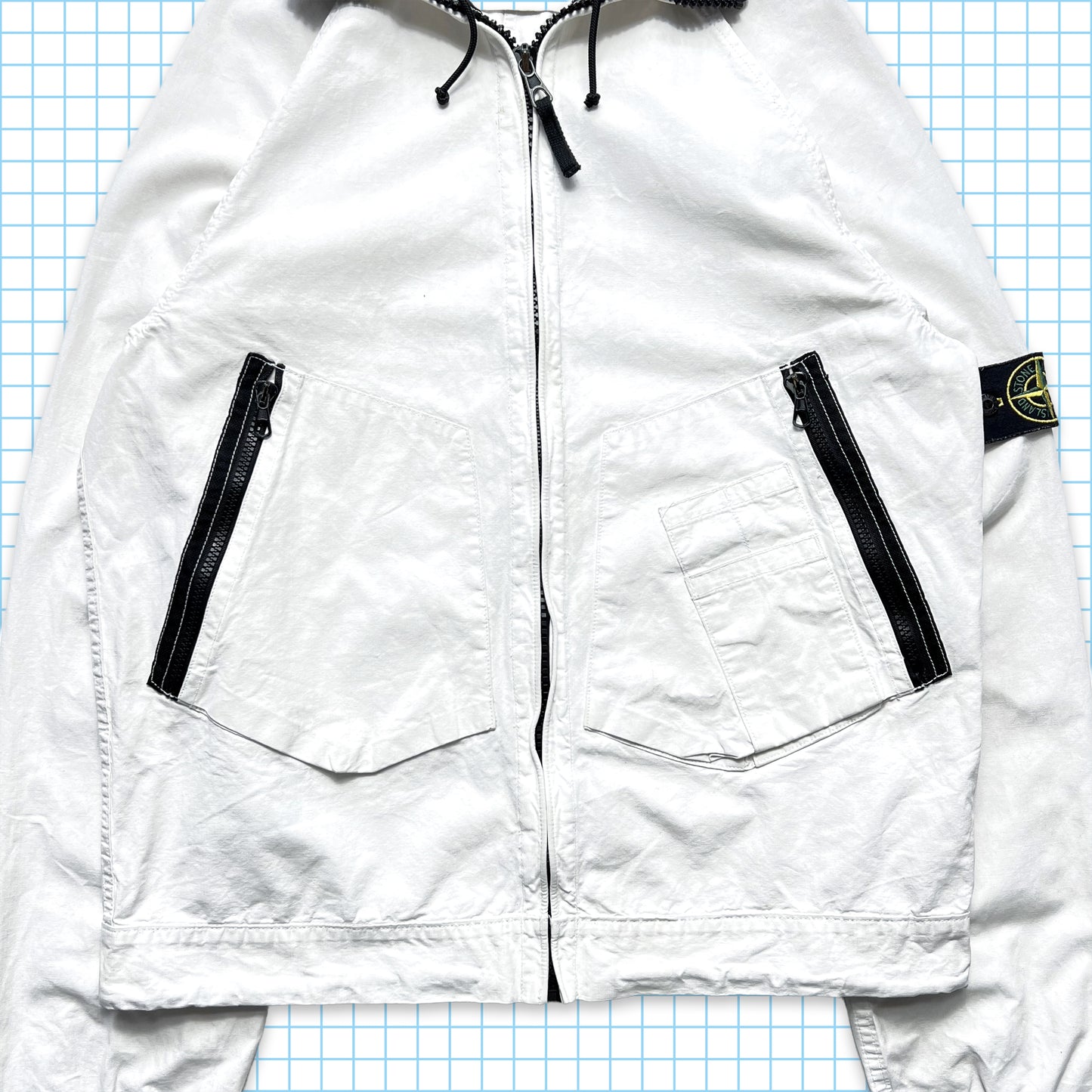 Stone Island Pure White Reinforced Hood Jacket SS06' - Medium / Large