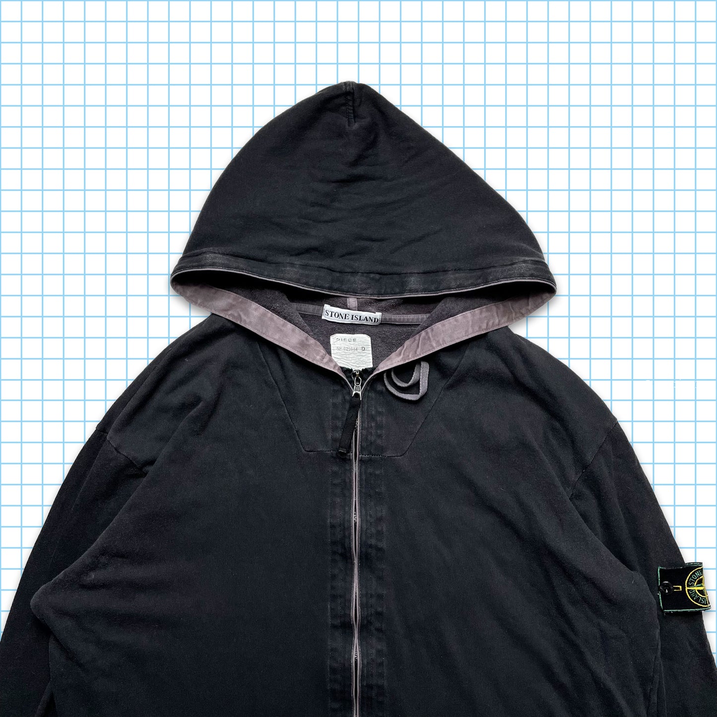 Vintage Stone Island Dark Grey Zipped Hoodie - Extra Large / Extra Extra Large