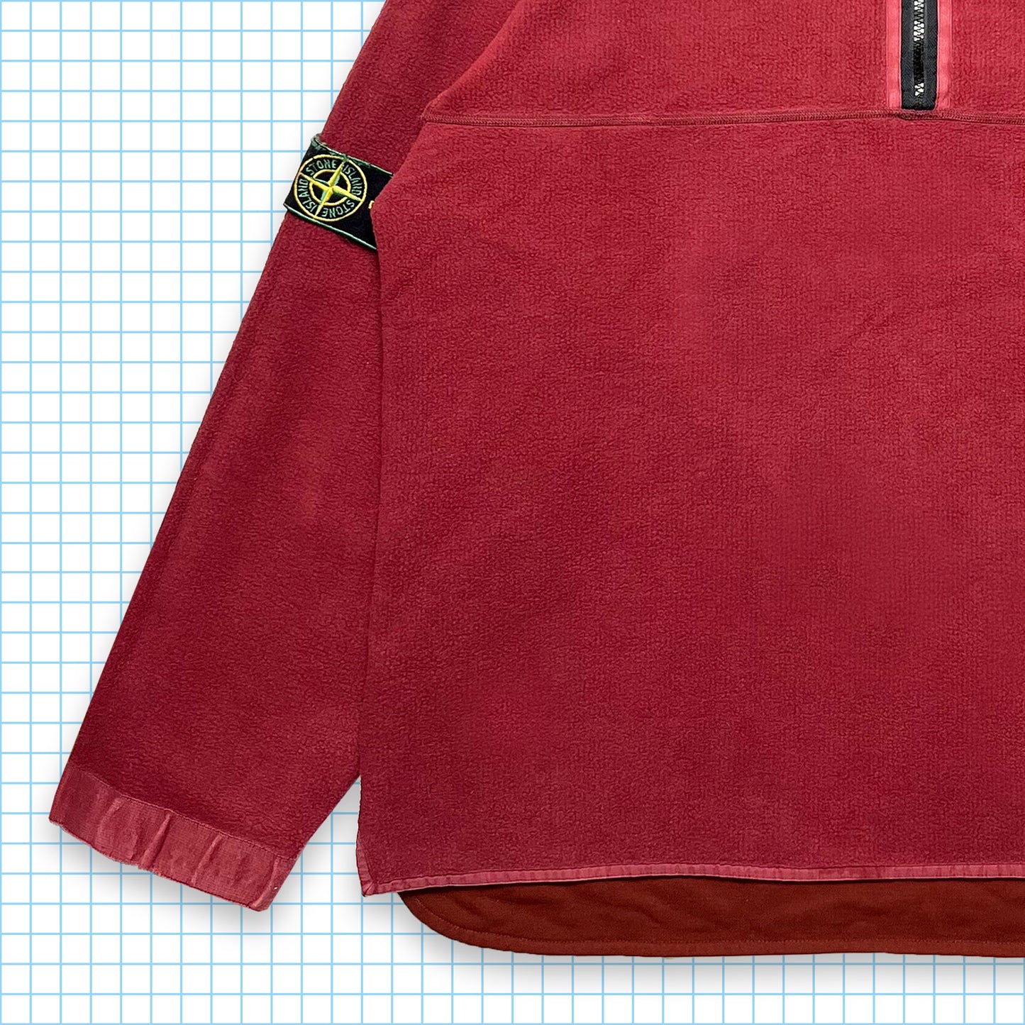 Vintage Stone Island Burgundy Fleece Reversible Quarter Zip AW96' - Extra Large / Extra Extra Large