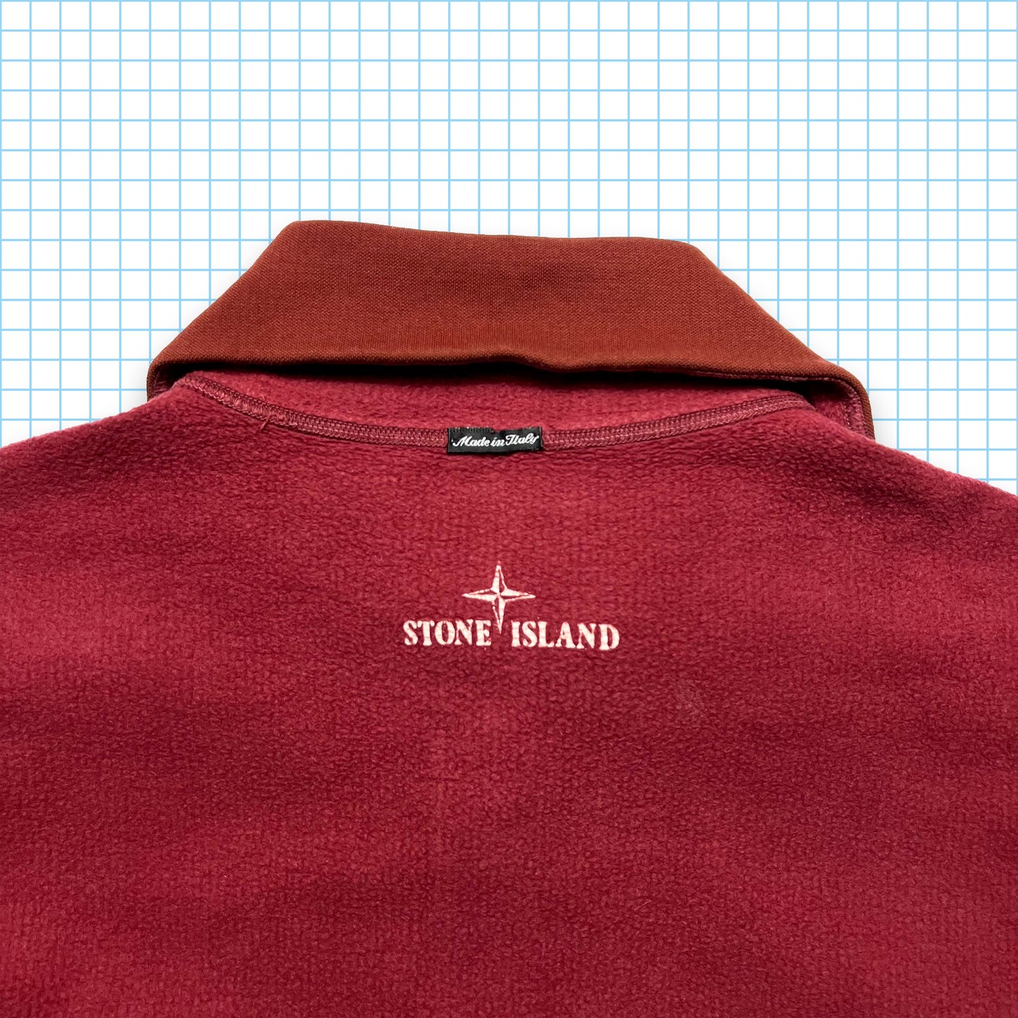 Vintage Stone Island Burgundy Fleece Reversible Quarter Zip AW96' - Extra Large / Extra Extra Large
