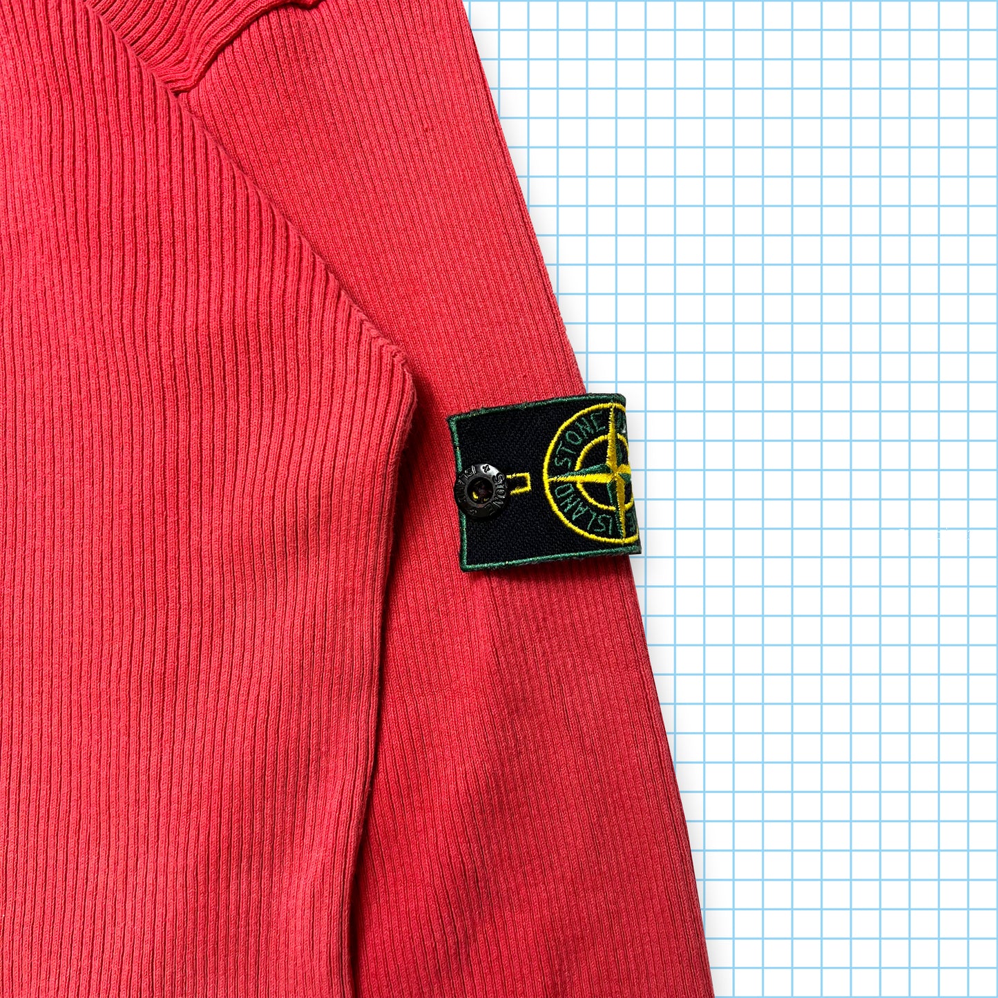 Vintage Early 90's Stone Island Pink/Red Ribbed Crewneck - Extra Large / Extra Extra Large