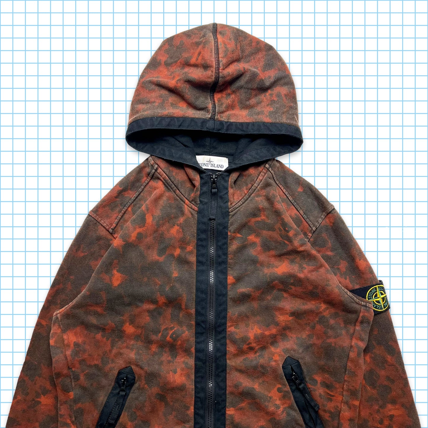 Stone Island Printed Tortoise Shell Camo Zipped Hoodie AW14' - Medium / Large