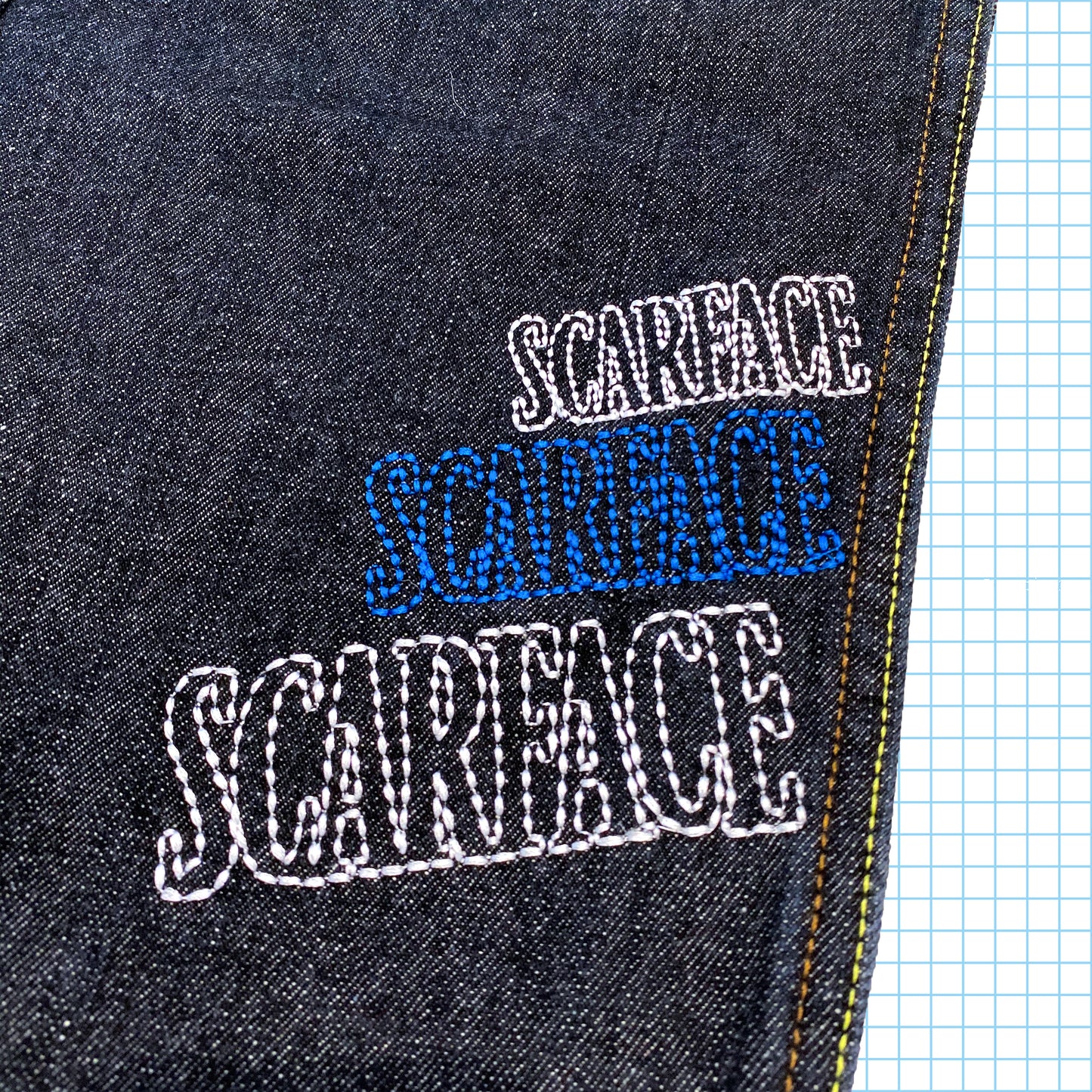 Jean en denim à lisière vintage Scarface