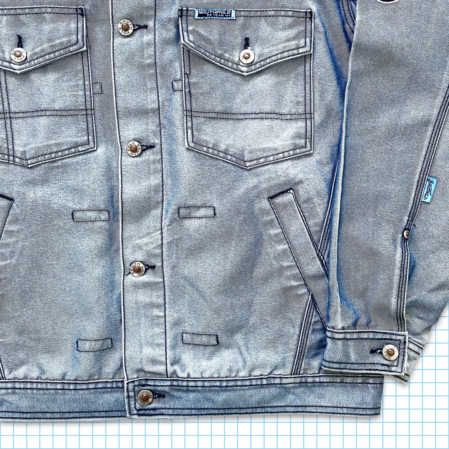 Veste en denim argent/bleu Southpole vintage des années 90 - Grande