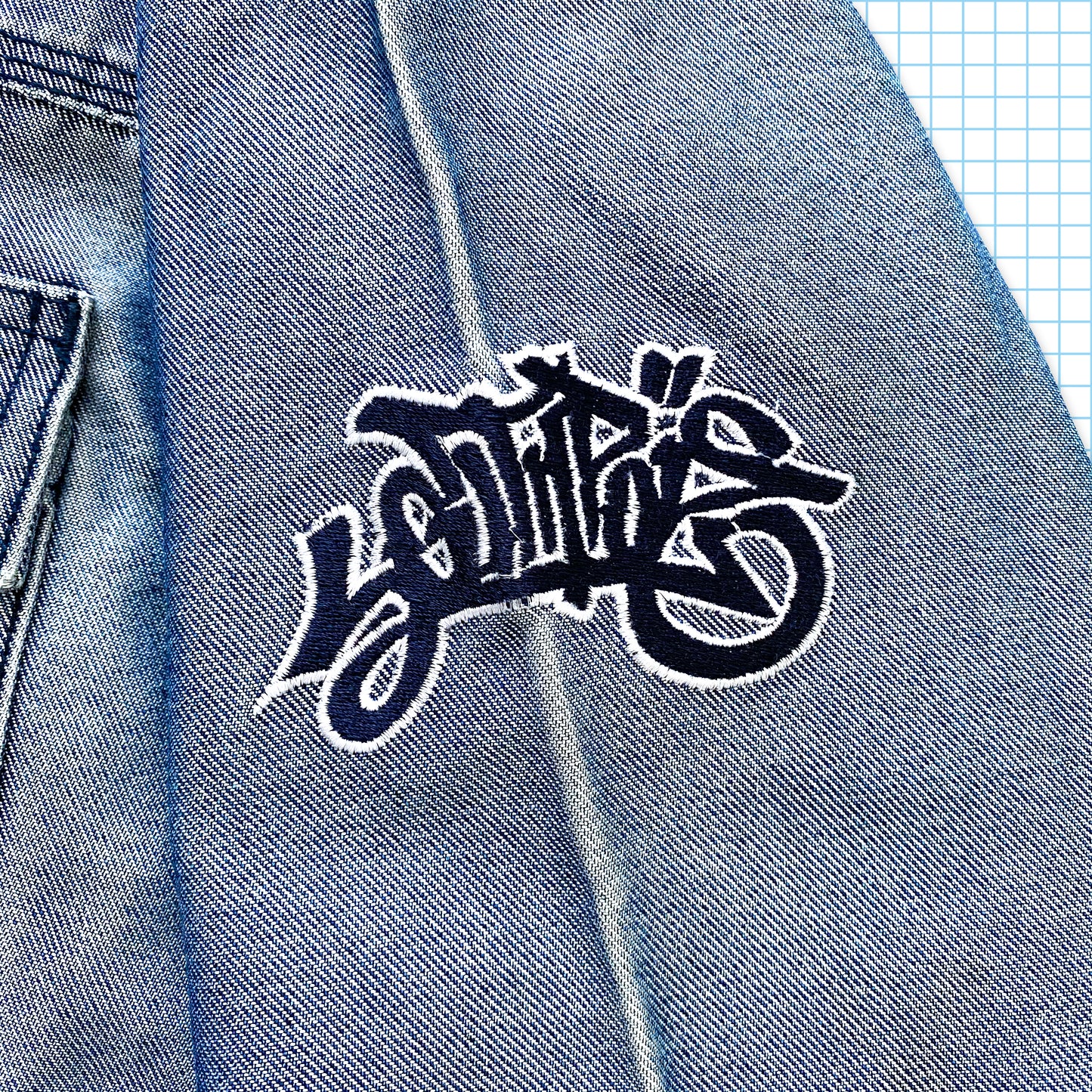 Veste en denim argent/bleu Southpole vintage des années 90 - Grande